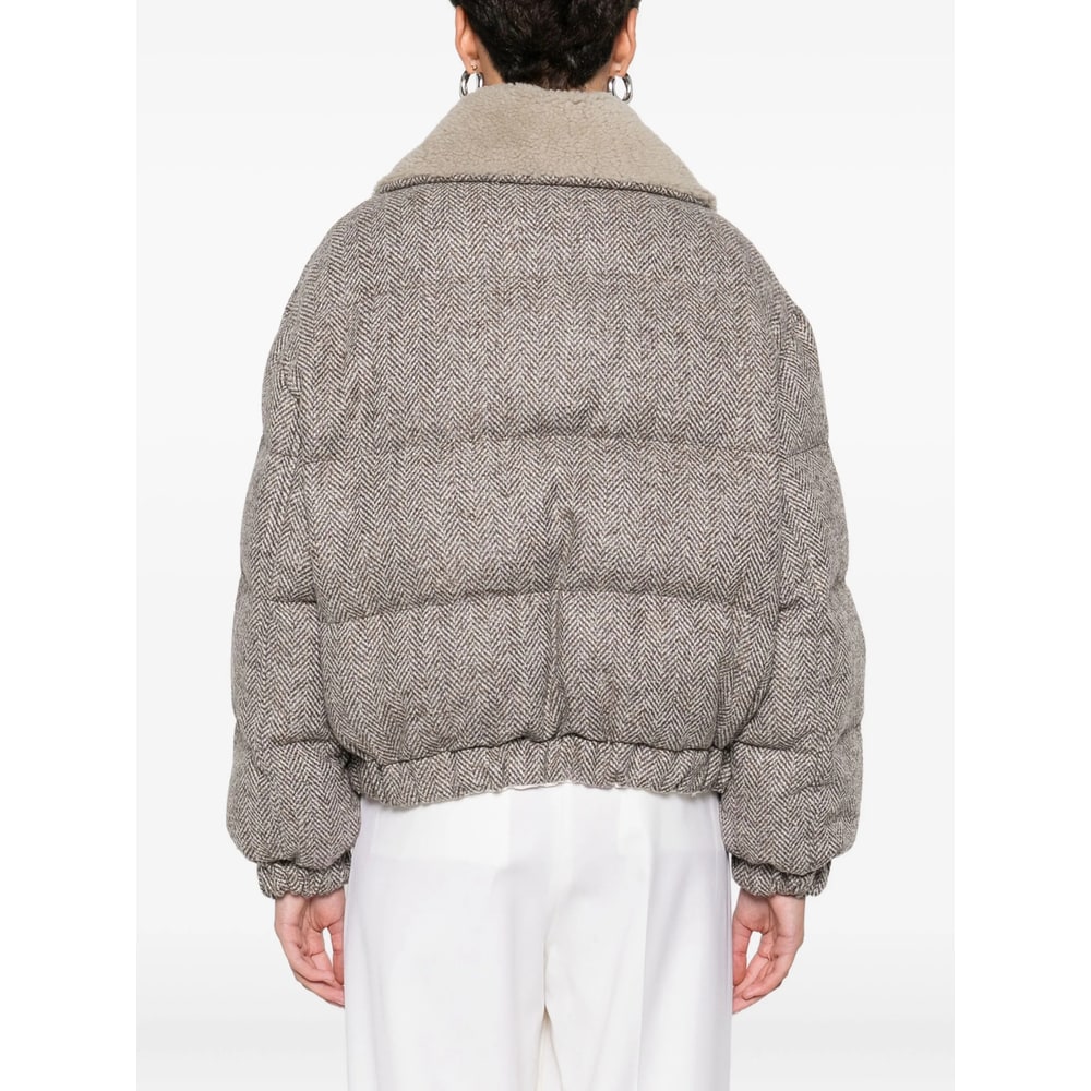 Brunello Cucinelli Wool-blend Down Jacket In Gray
