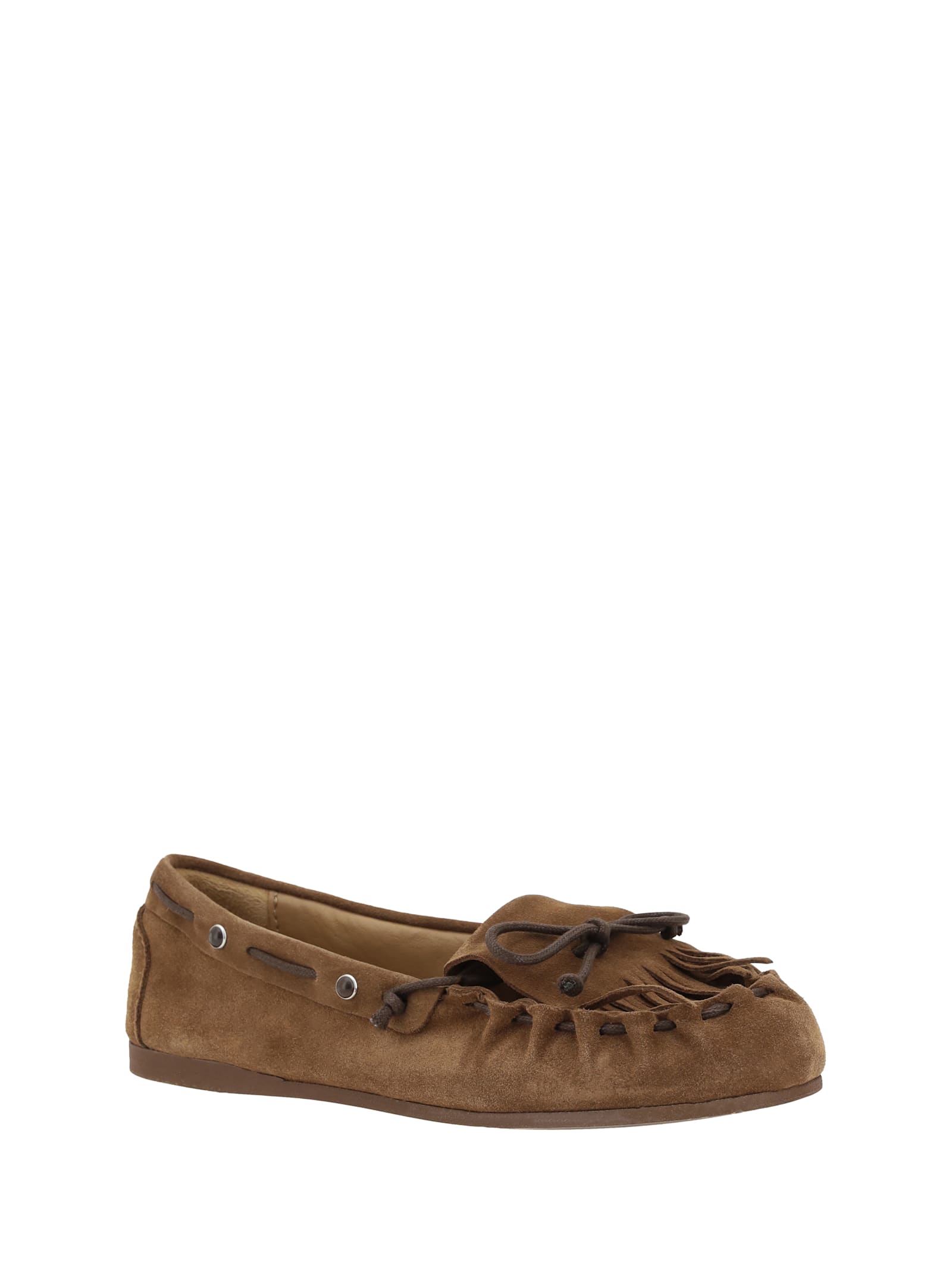 Parosh Suede Leather Loafers With Fringes