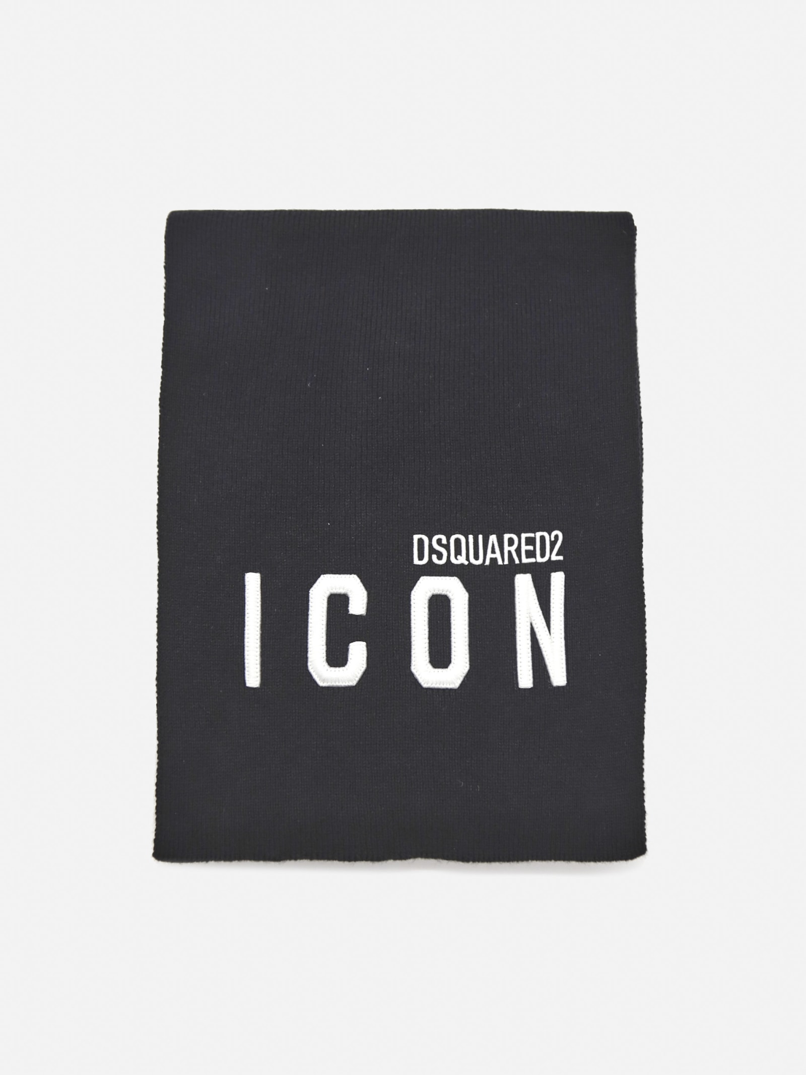 Dsquared2 Wool Scarf With Contrasting Embroidered Logo