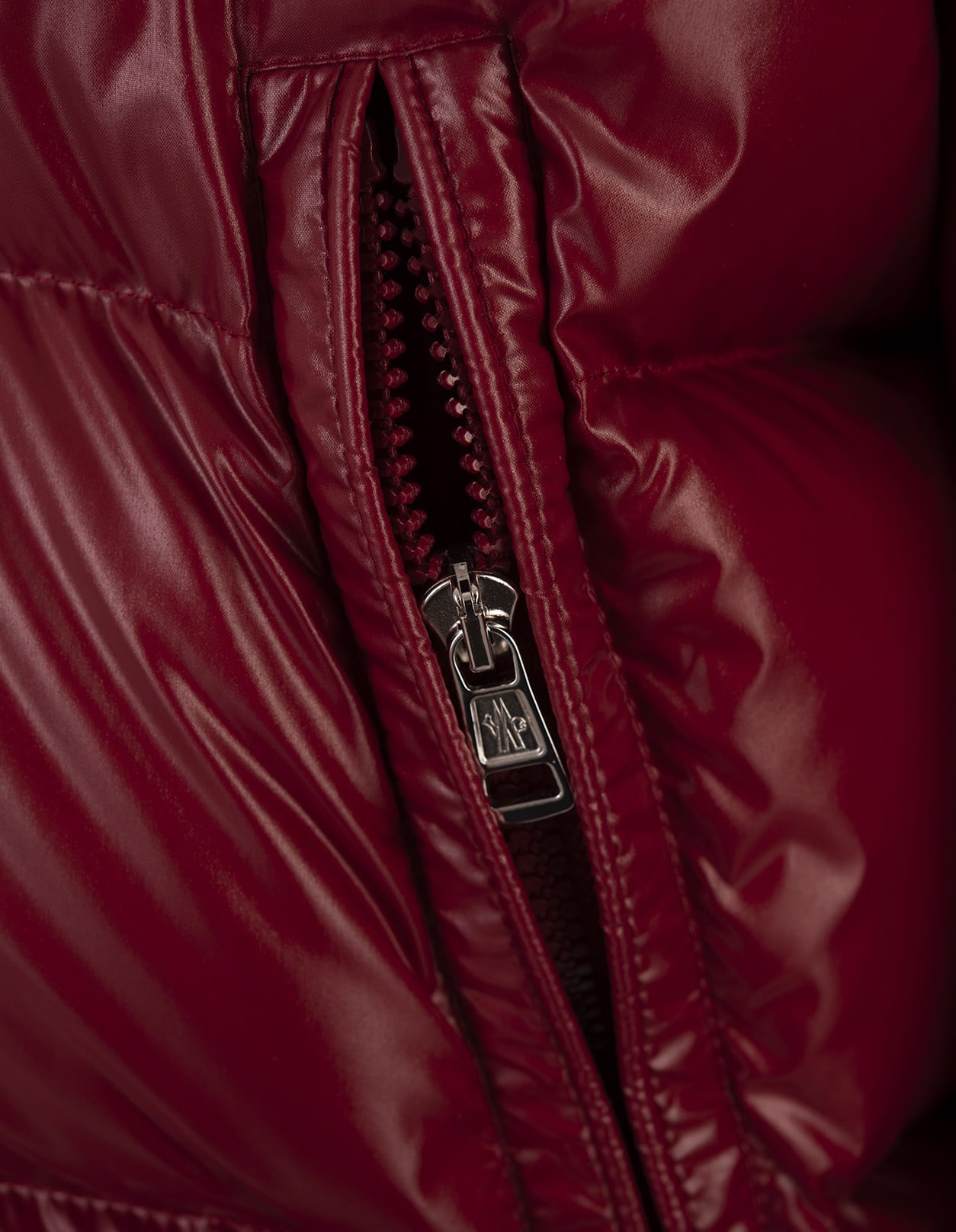 Shop Moncler Dark Red Maljasset Short Down Jacket