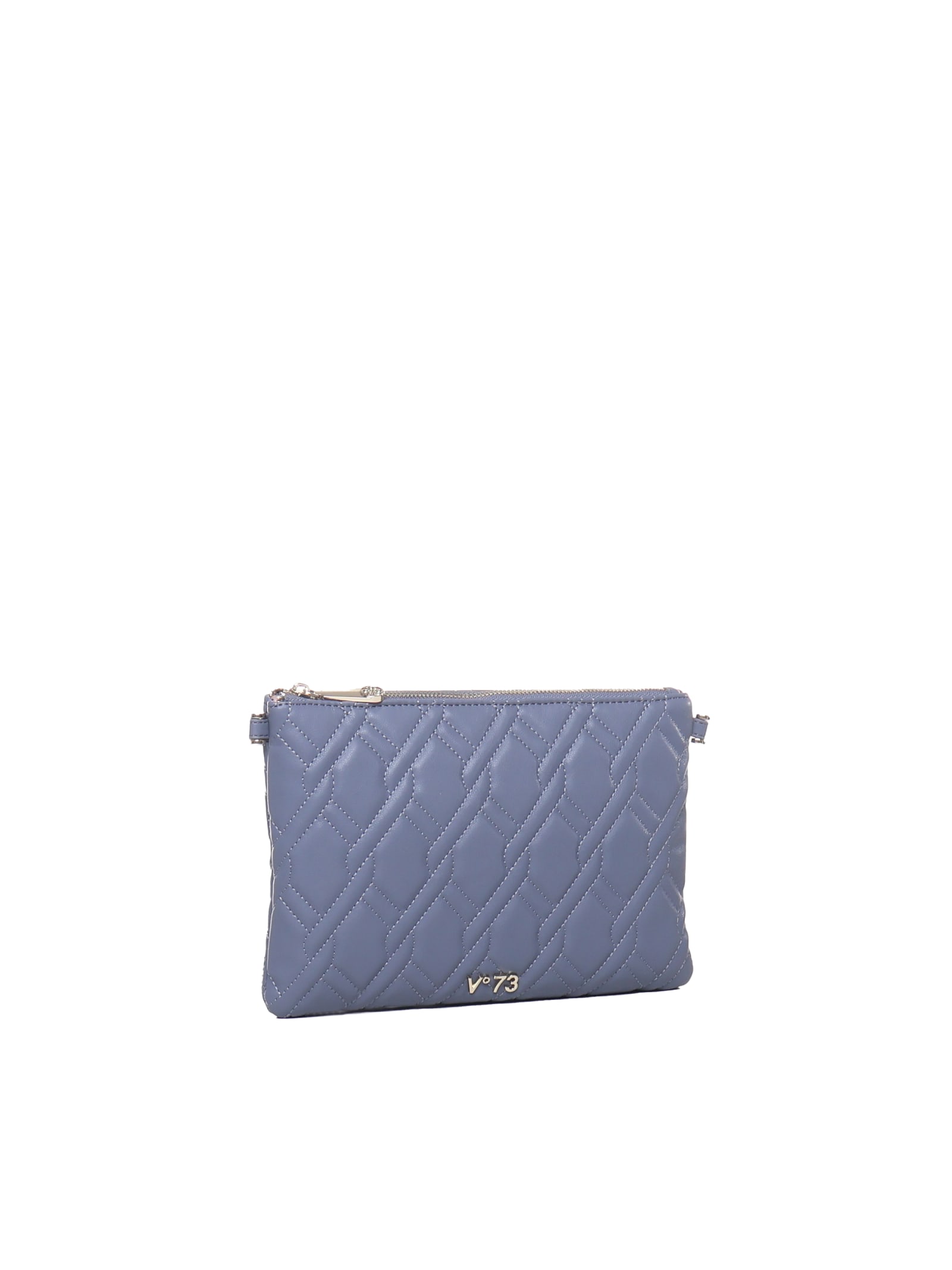 V73 Clutch With Zip And Bracelet Handle In Denim