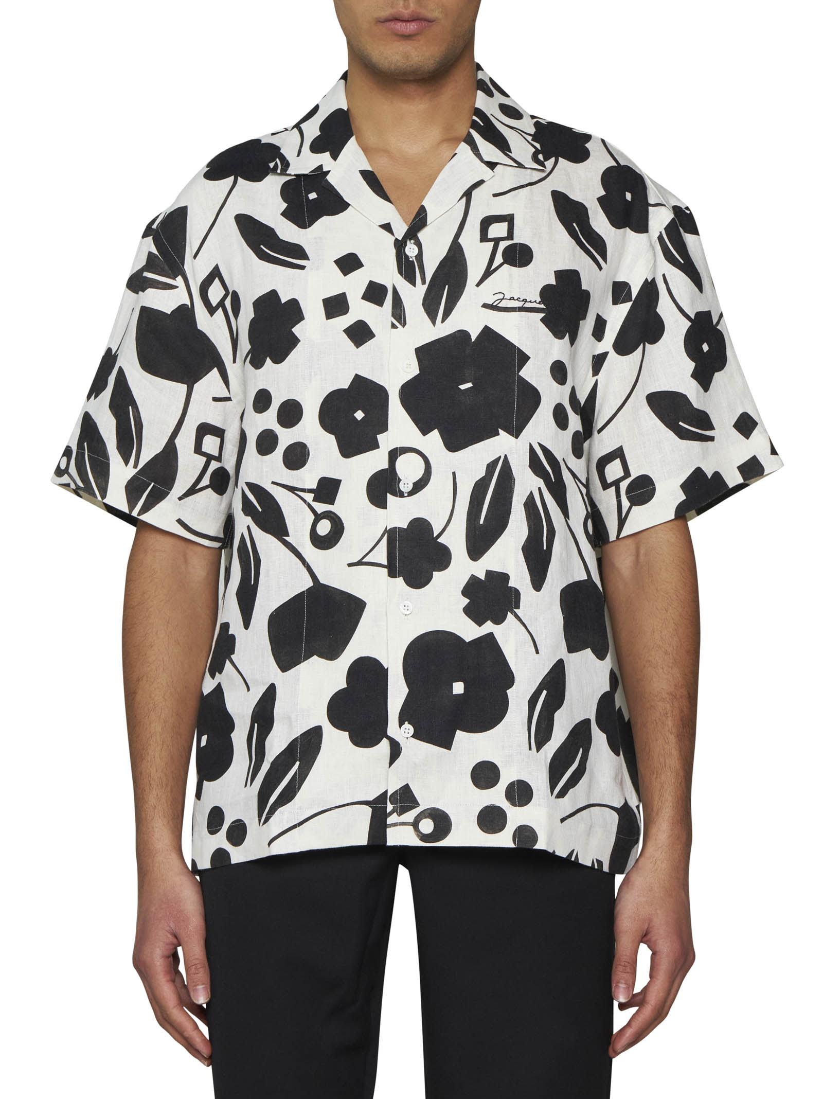 Shop Jacquemus Shirt In Pt Black White Cubic Flow