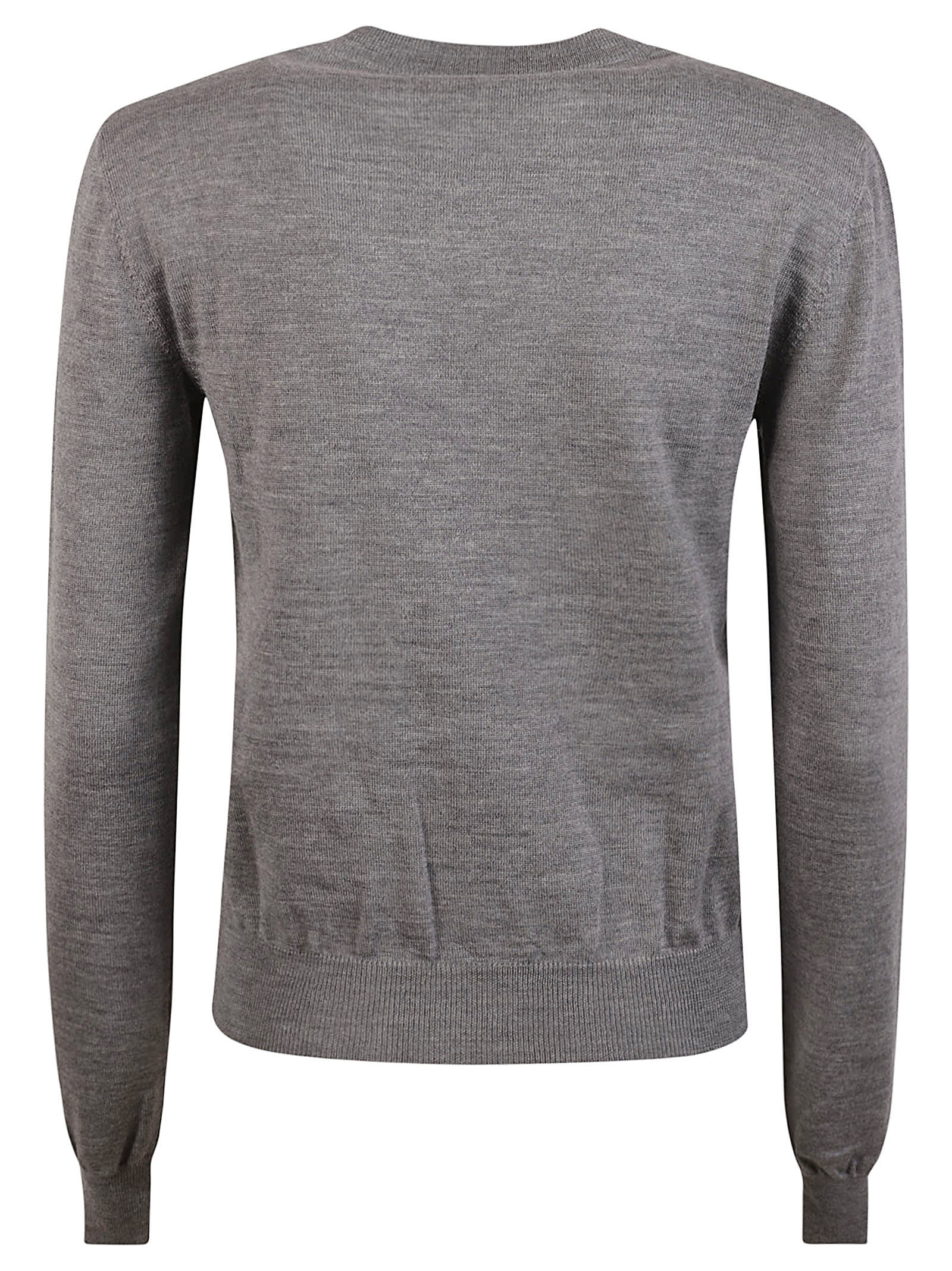 Shop Moschino Rib Trim Plain Sweater In Grey