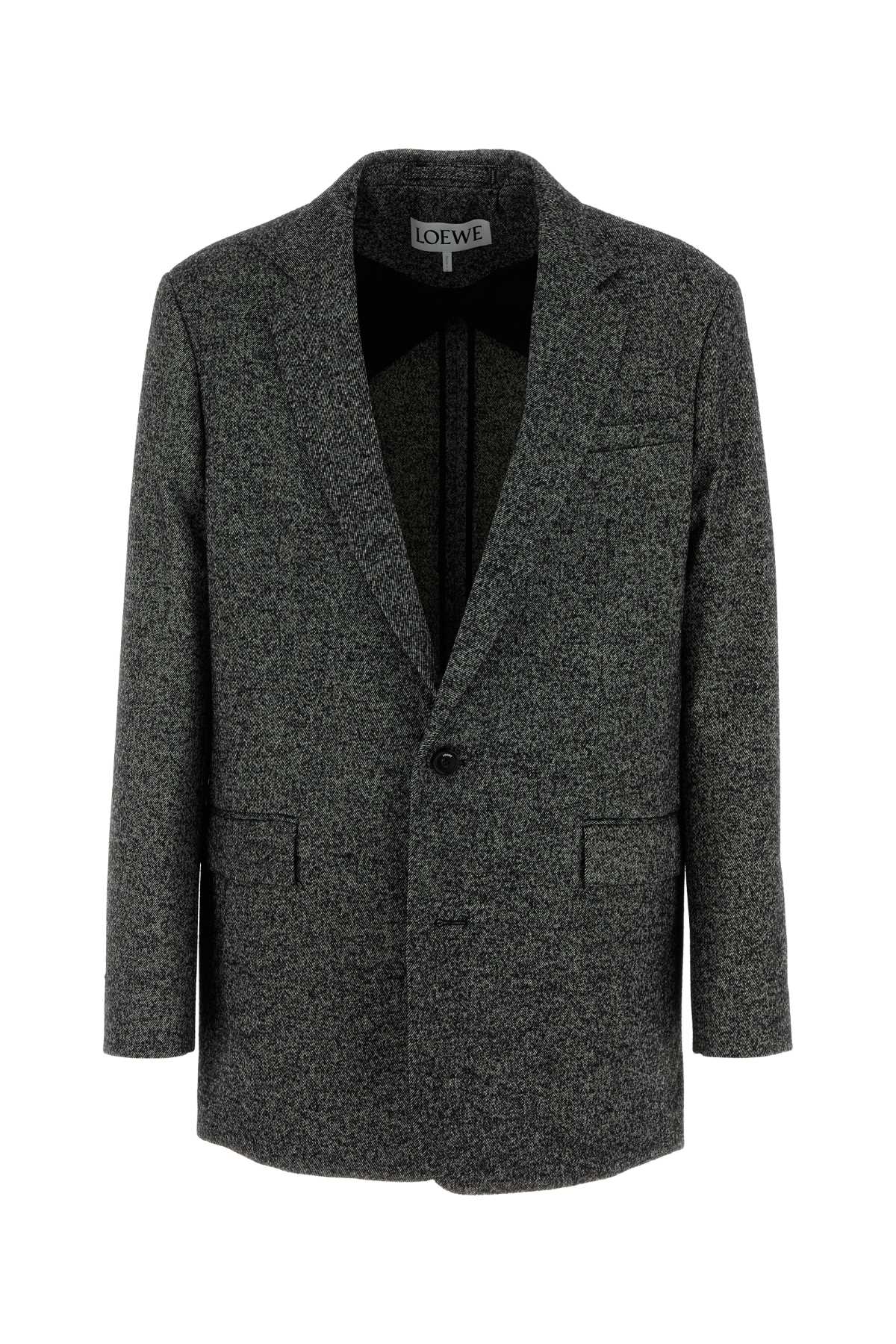 Loewe Two-tone Wool Blend Tailored Jacket In Gray