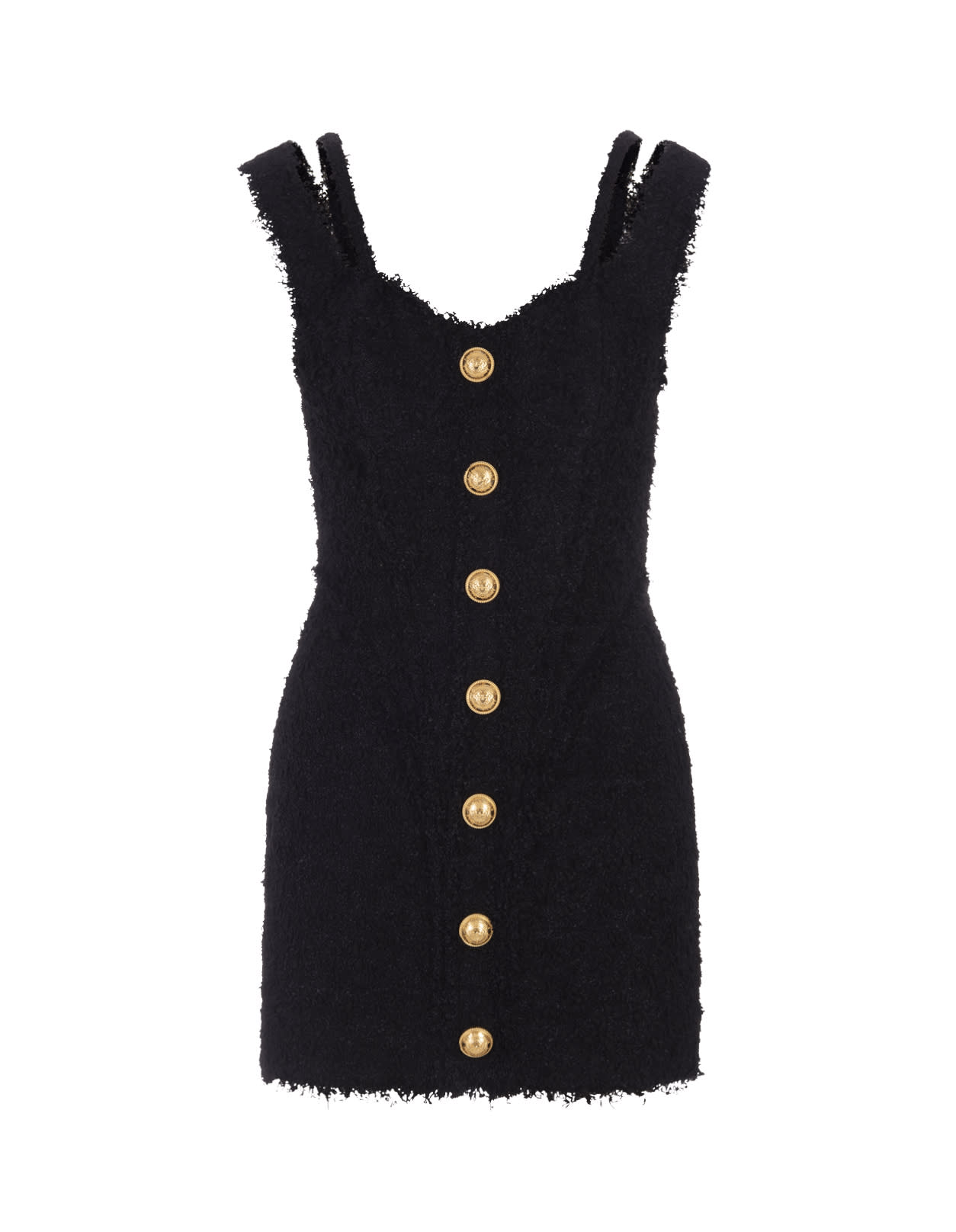 BALMAIN BLACK TERRY MINI DRESS