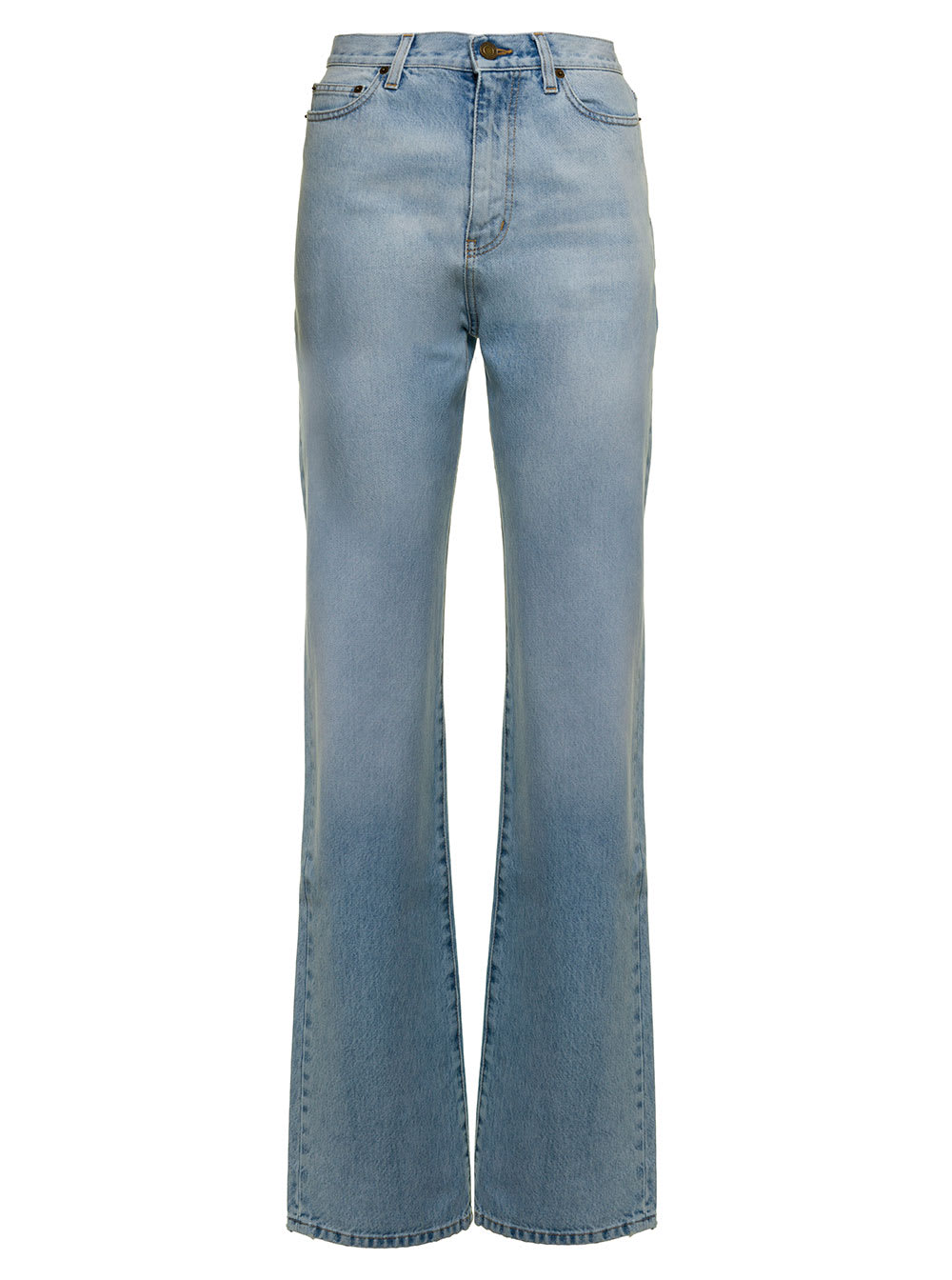 Saint Laurent Womans Five Pockets Blue Denim Jeans