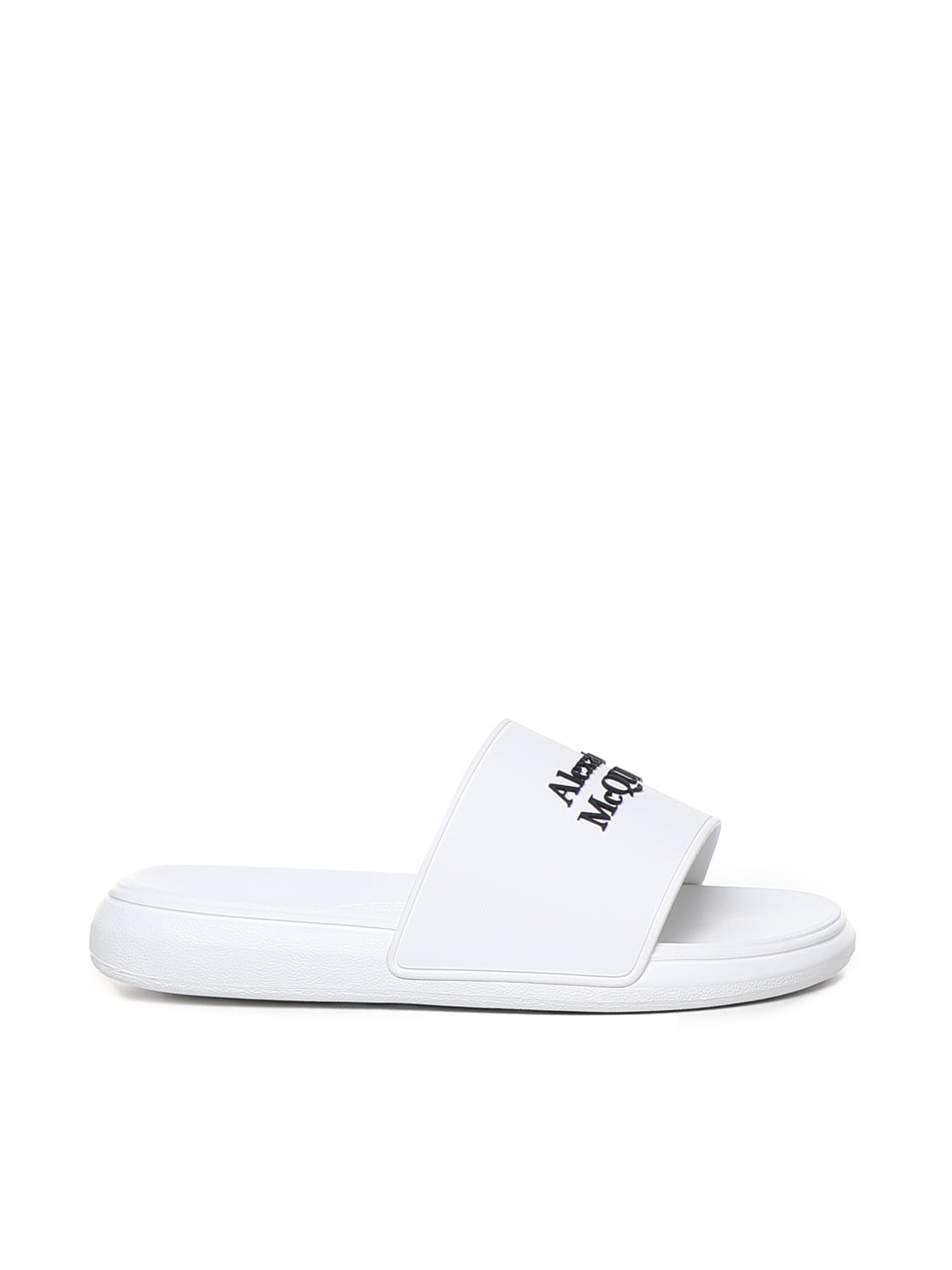 Alexander Mcqueen Rubber Sandals With Logo In White/black