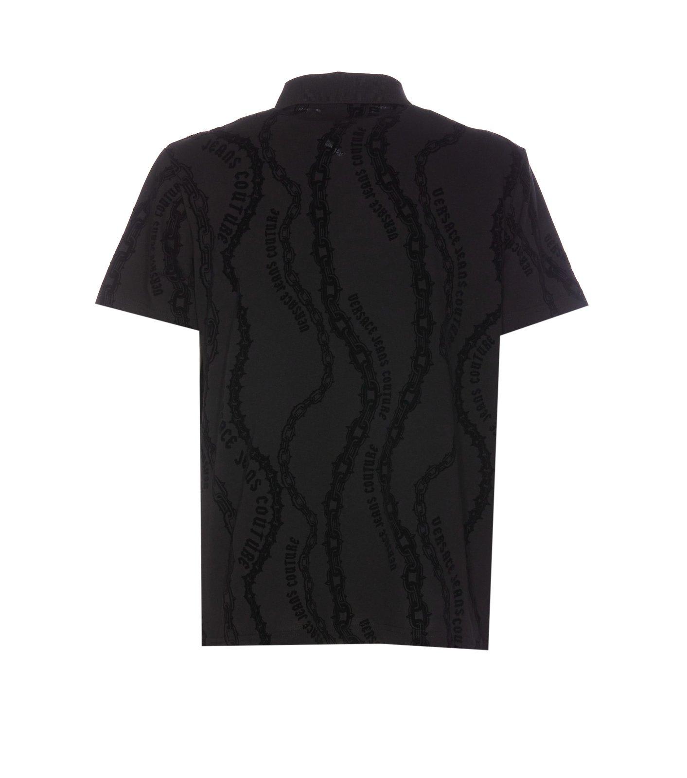 Shop Versace Jeans Couture Short Sleeved Jersey Polo Shirt In Black