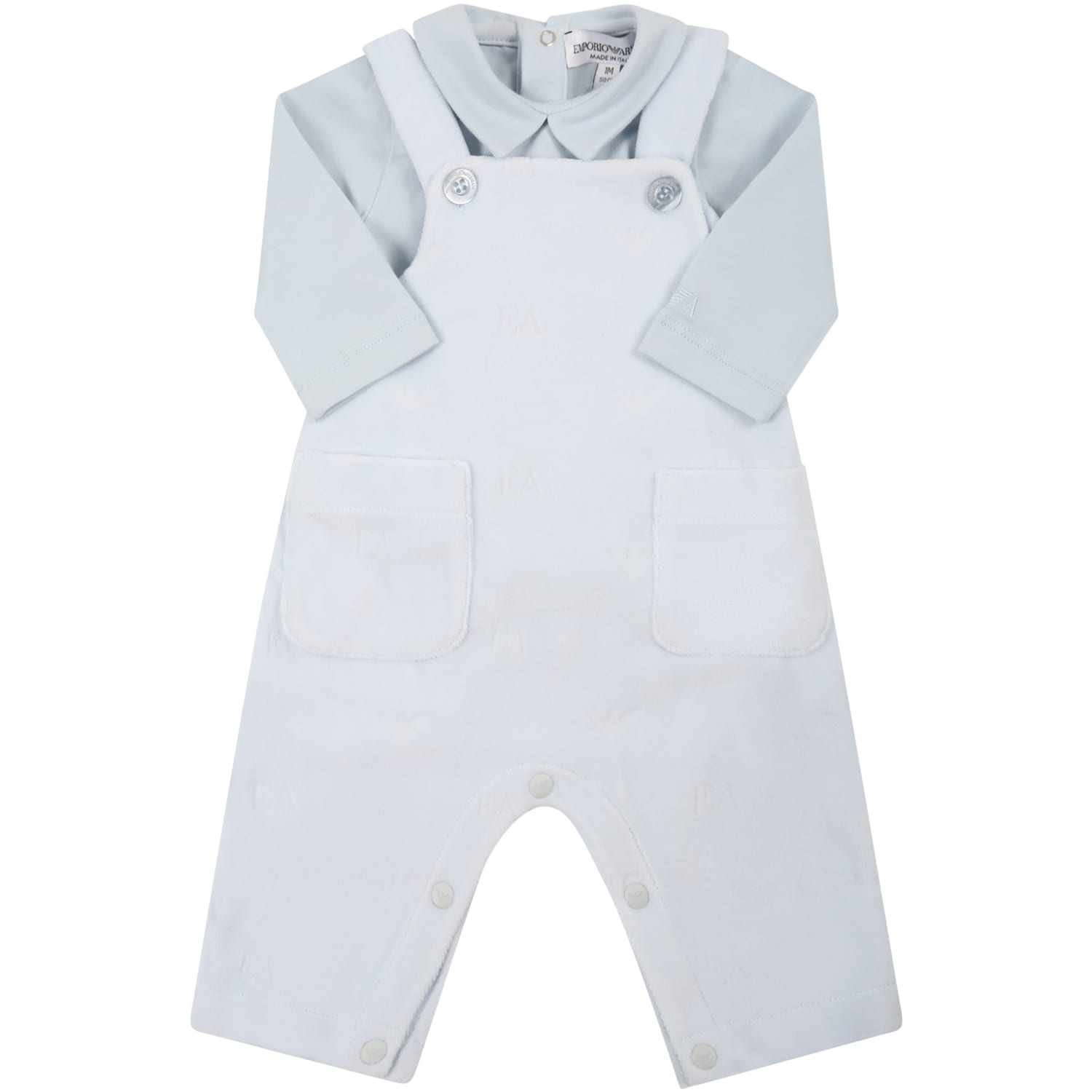 Armani Collezioni Light Blue Set For Baby Boy With Eagles