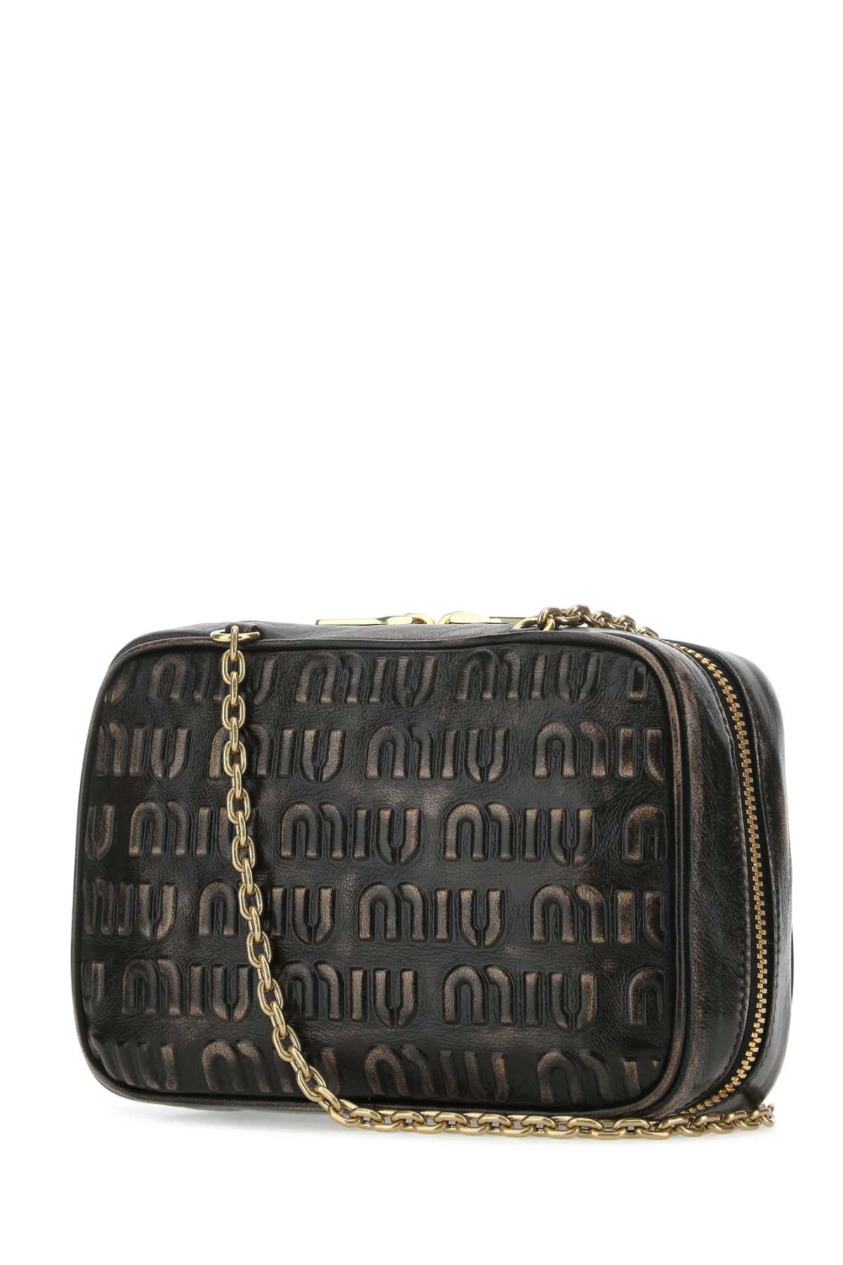 Shop Miu Miu Dark Brown Leather Shoulder Bag In F0v6l