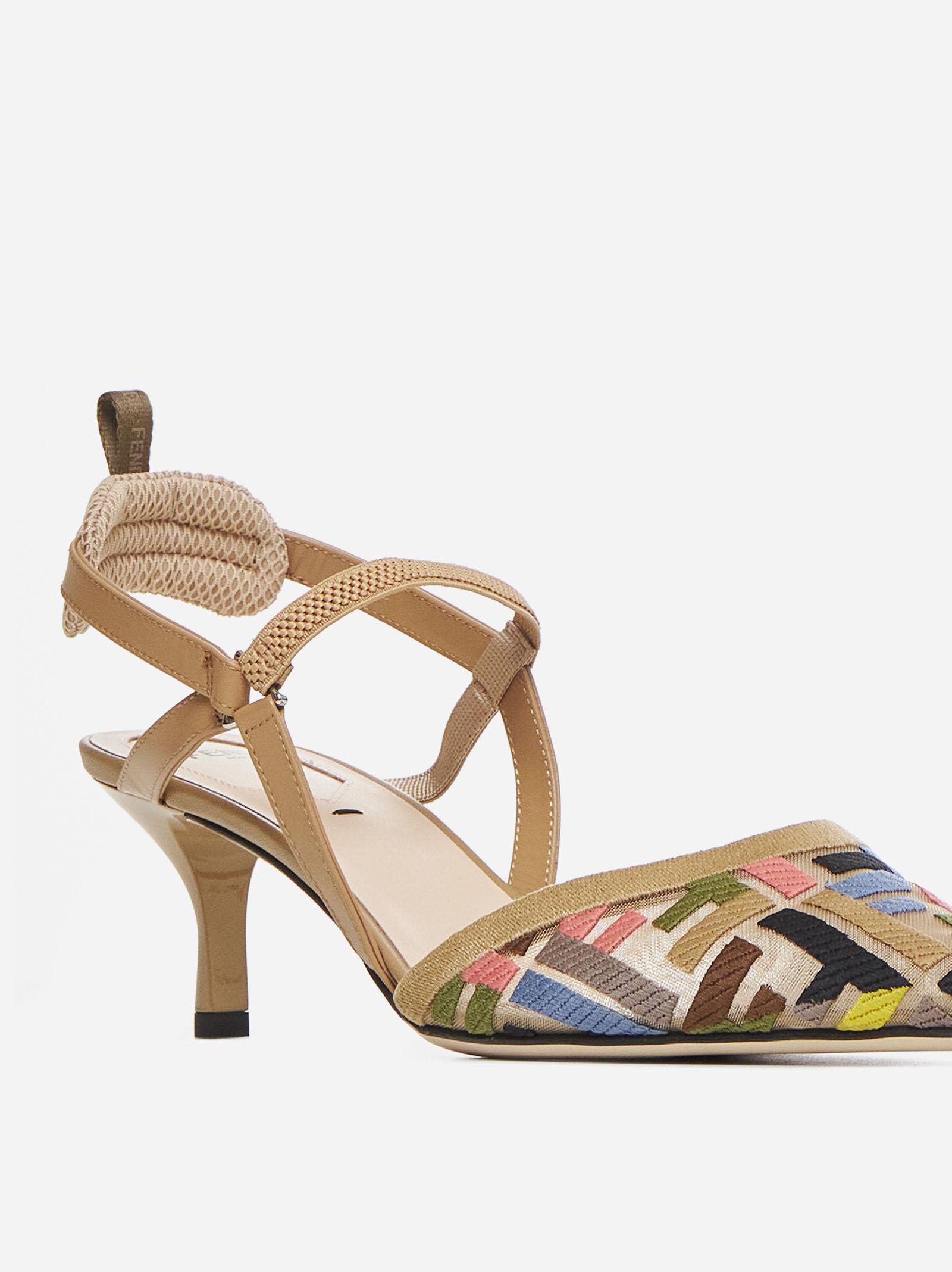 Shop Fendi Colibri Lite Ff Mesh Slingback Pumps In Multicolour