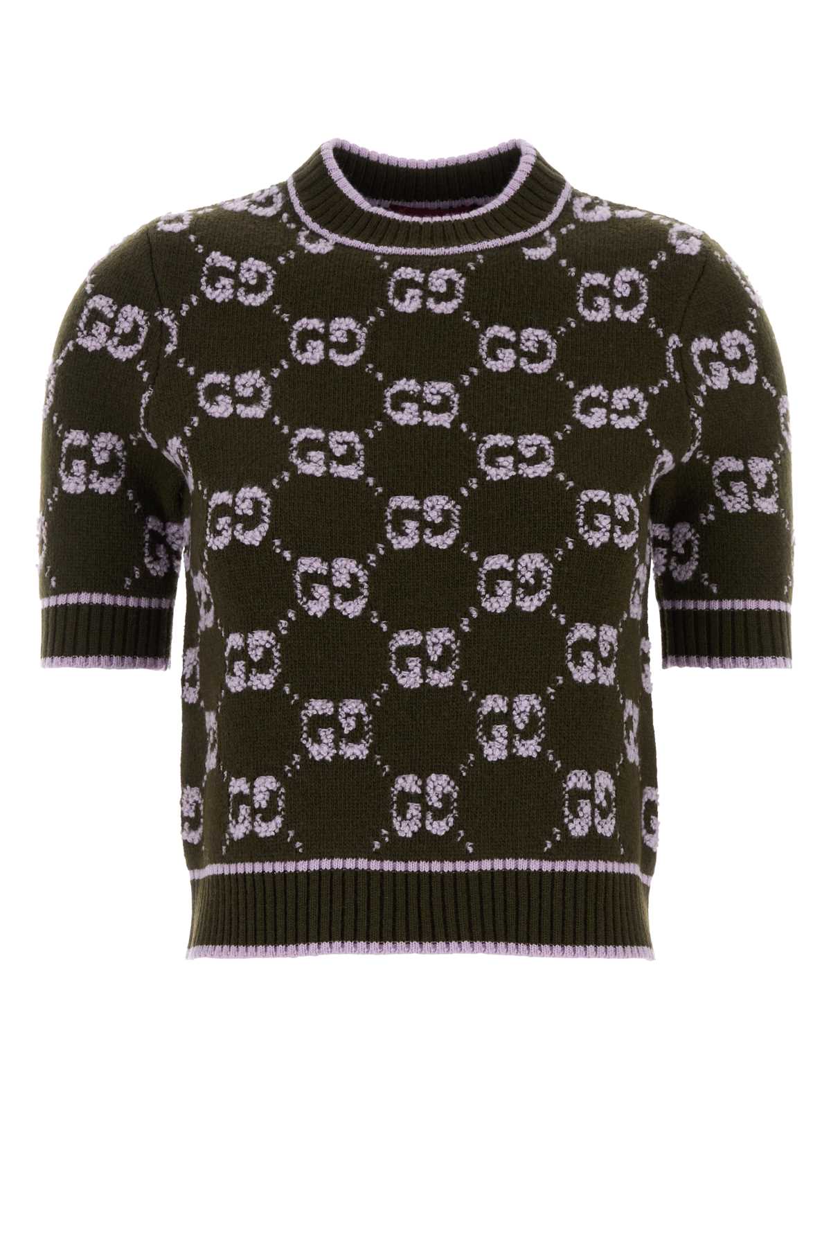 Gucci Embroidered Wool Sweater In Green