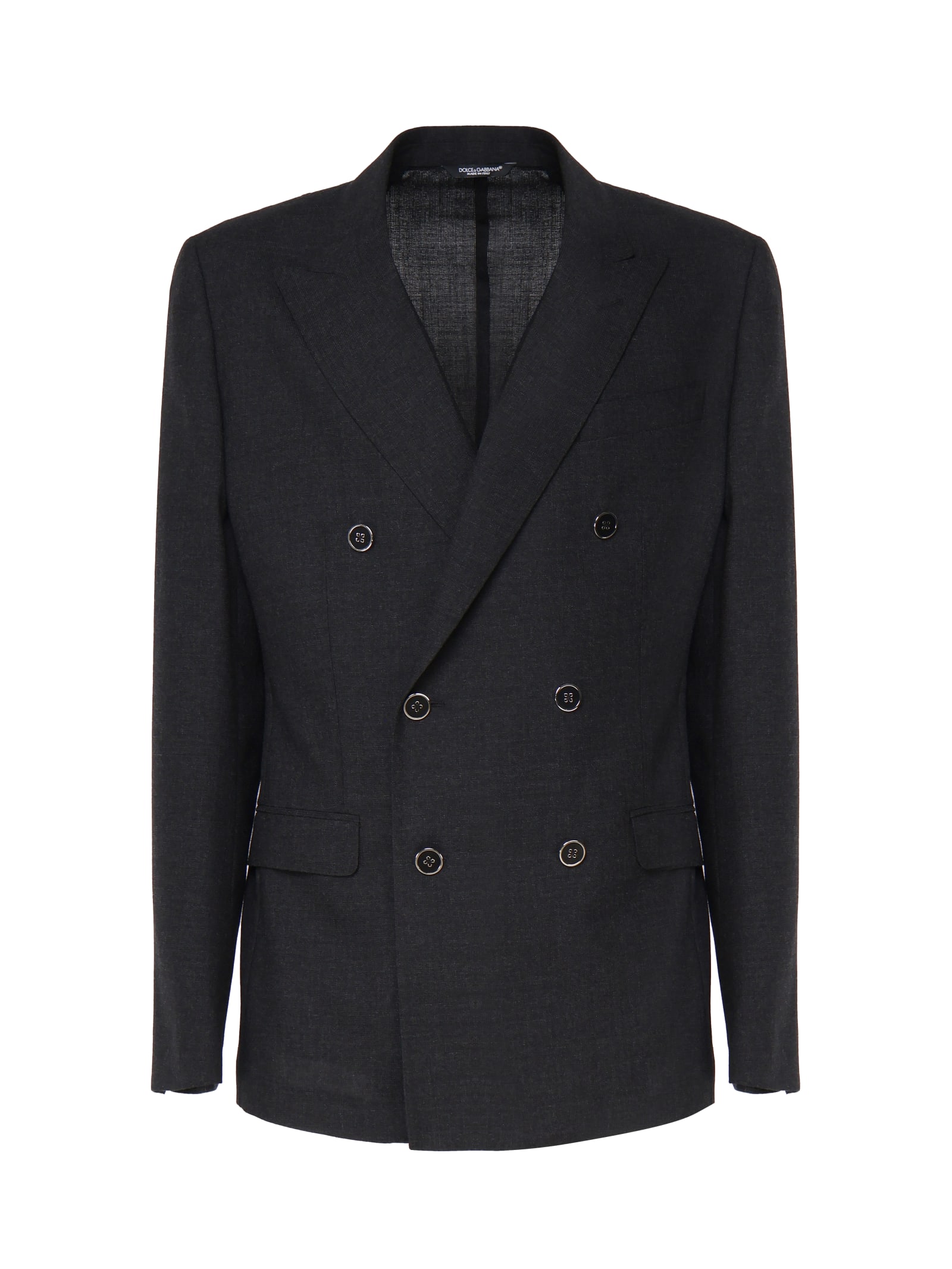 Shop Dolce & Gabbana Double Breasted Blazer In Greish Blackco