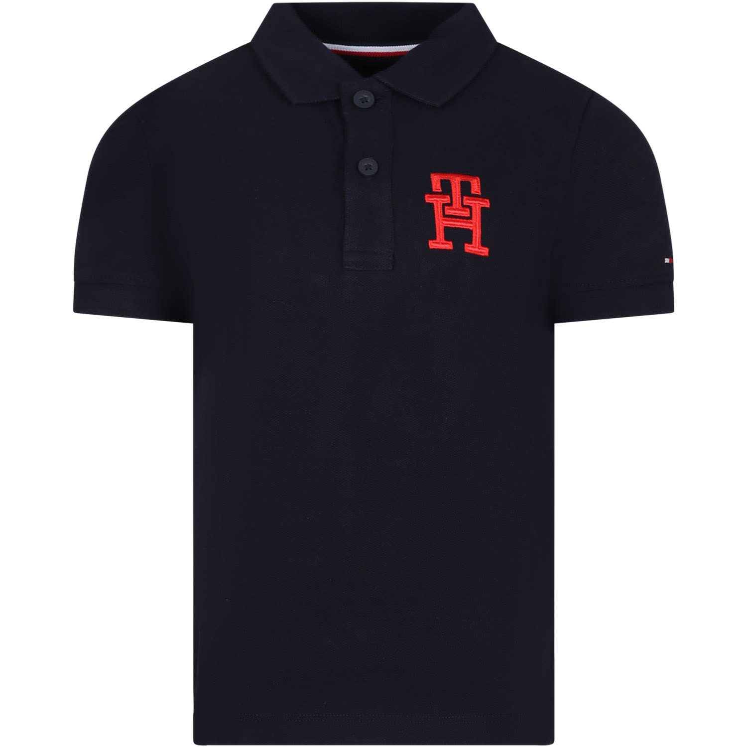 Shop Tommy Hilfiger Blue Polo Shirt For Boy With Logo