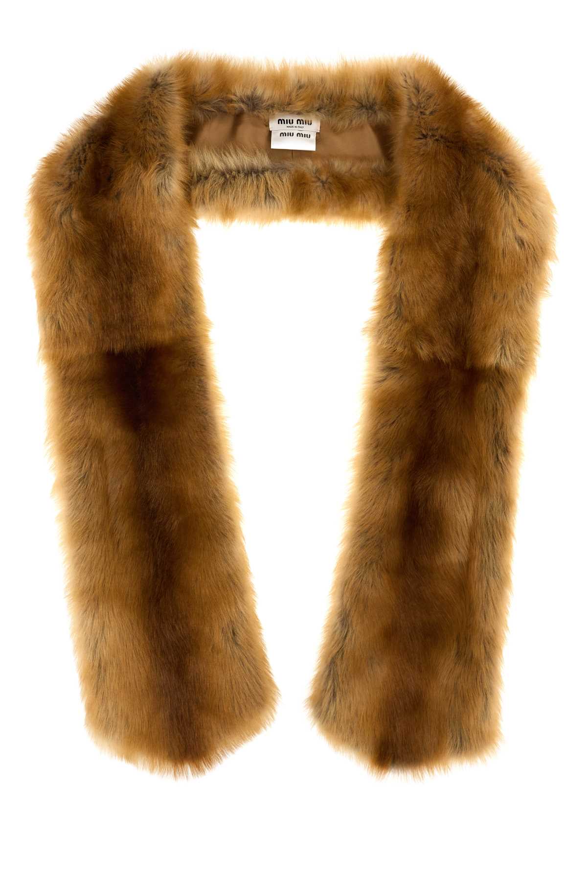 Miu Miu Camel Fur Scarf In Brown