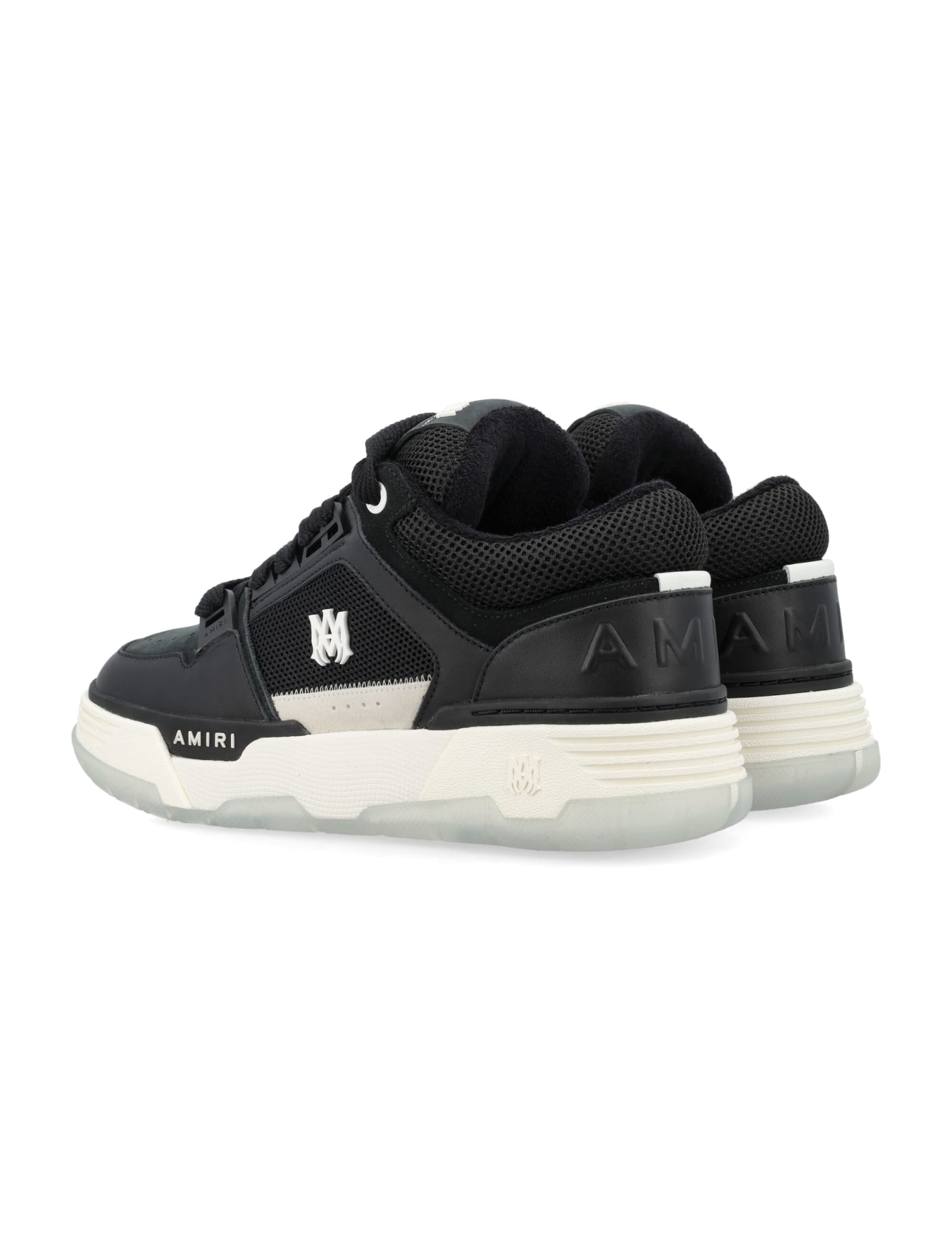 Amiri Black Low Top Sneakers With Logo Patch On The Tongue And Logo Lettering On The Heel In Leather Man In Black