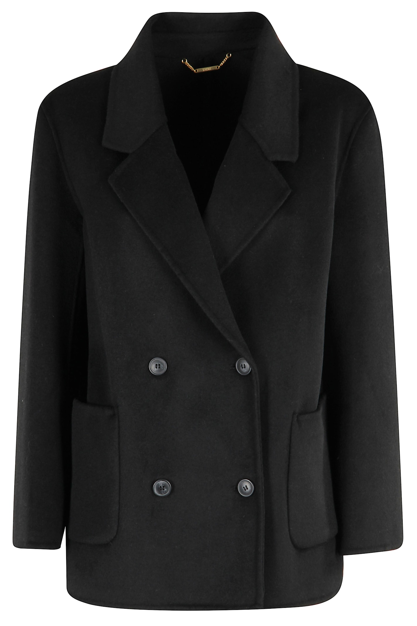 Seventy Double-breasted Wool Coat In Black