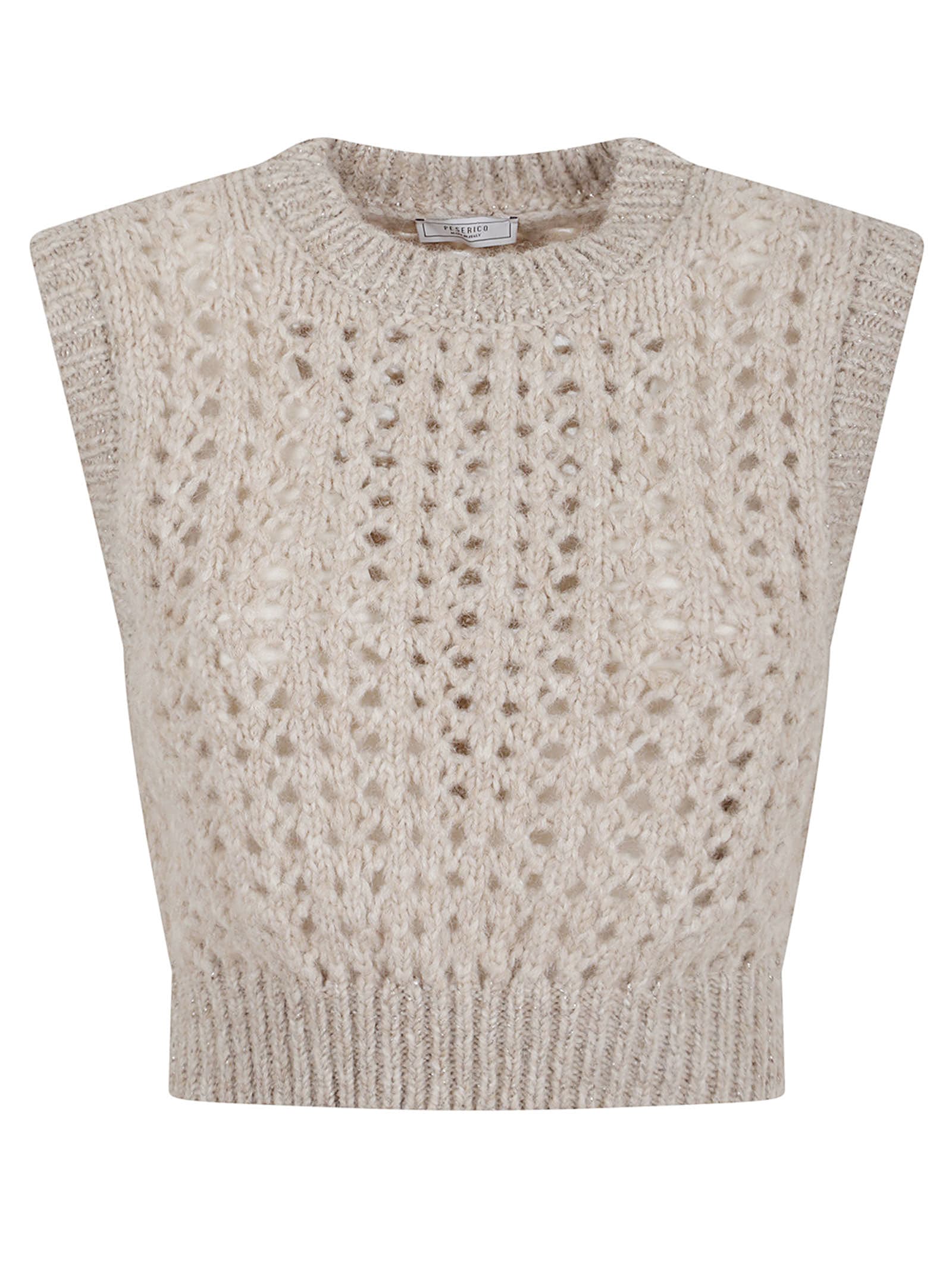 Peserico Alpaca And Wool Vest In Neutral