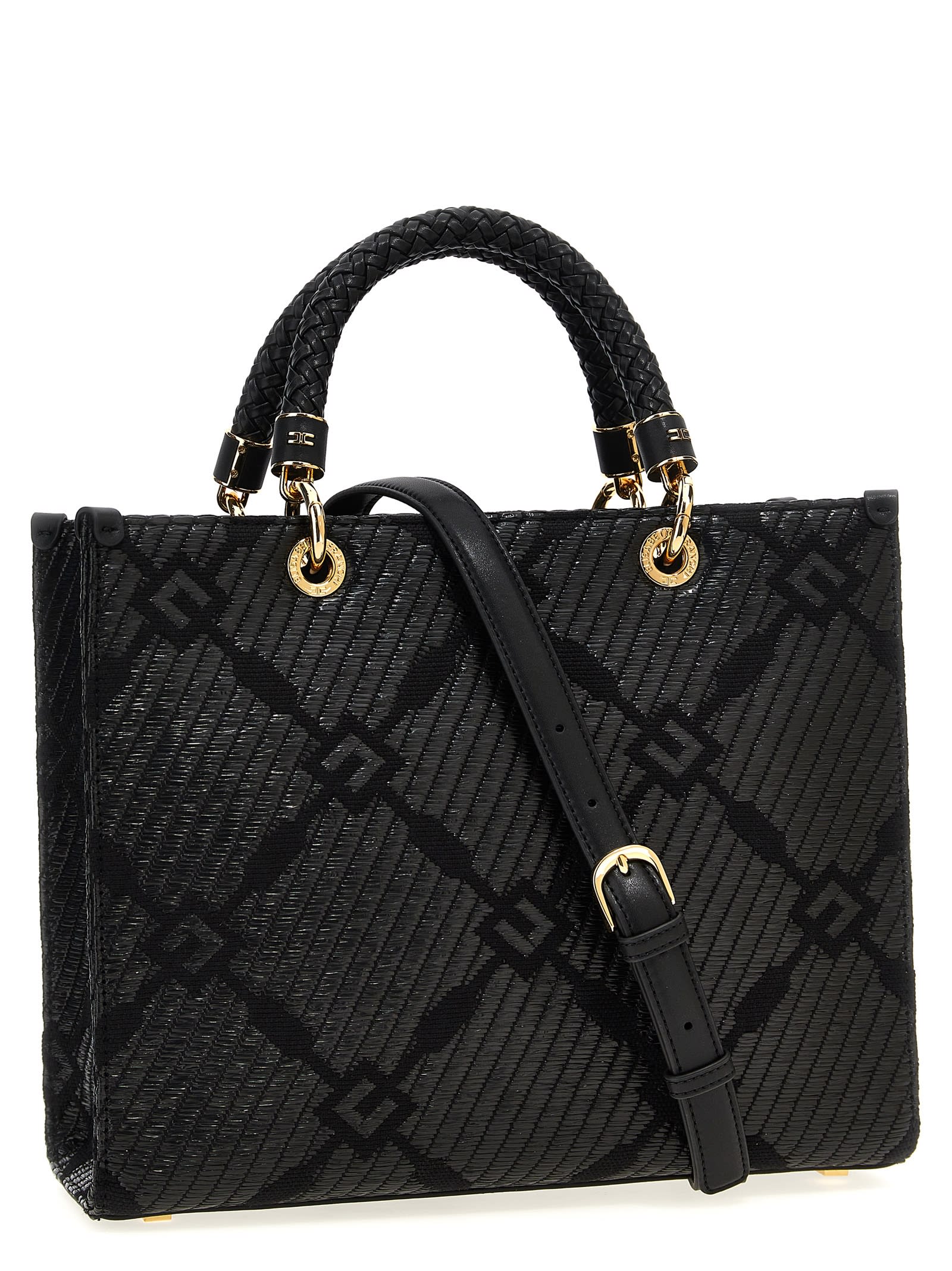 Shop Elisabetta Franchi Medium Tote Bag In Black