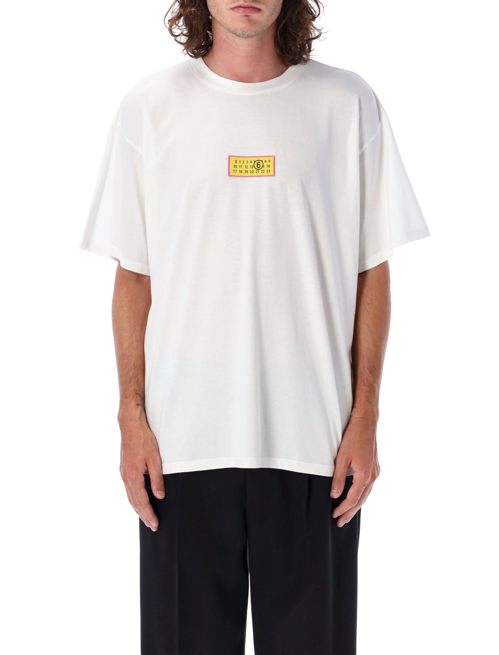 Shop Mm6 Maison Margiela Tag Color T-shirt In White