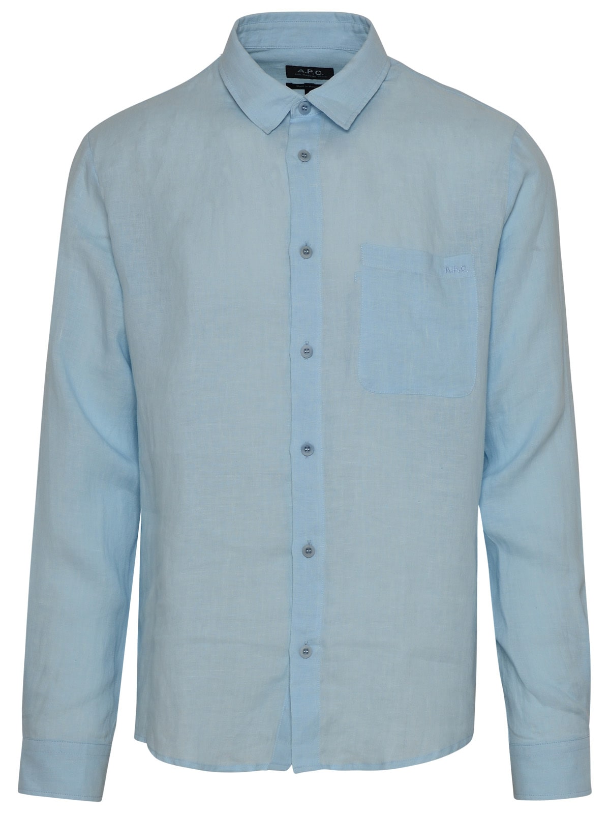 Shop Apc Light Blue Linen Cassel Shirt In Azzurro