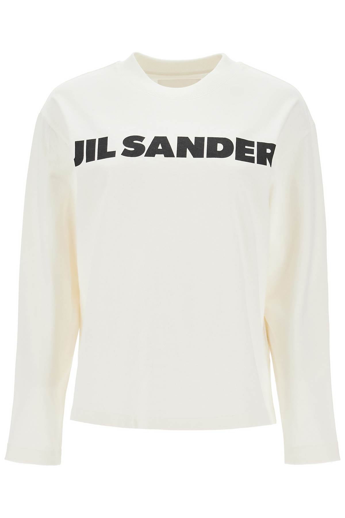 Jil Sander Crew Neck Long Sleeves T-shirt With Ribbed Collar And Printed Logo On The Front Clothing In 102