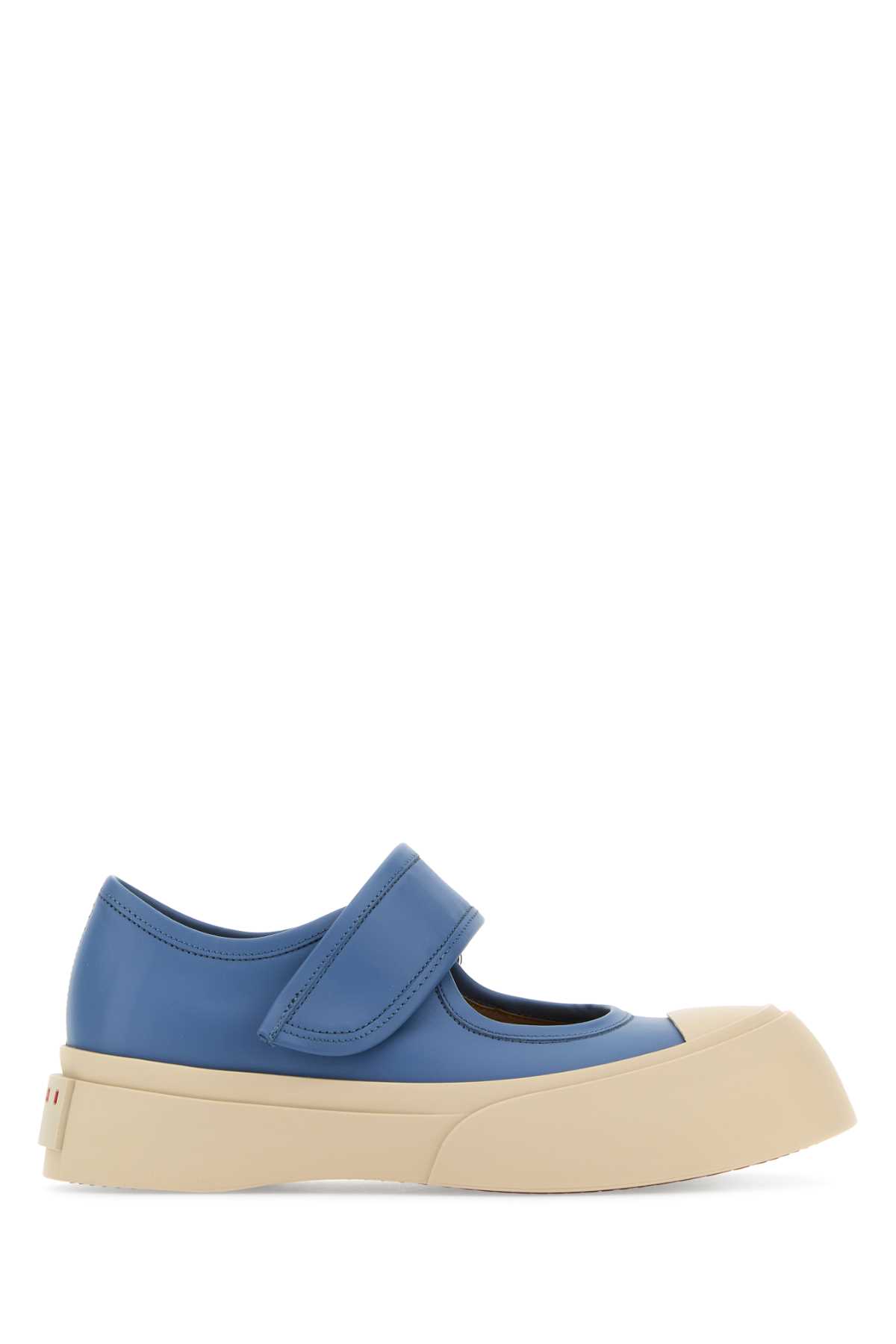 Marni Air Force Blue Leather Mary Jane Sneakers In 00b37