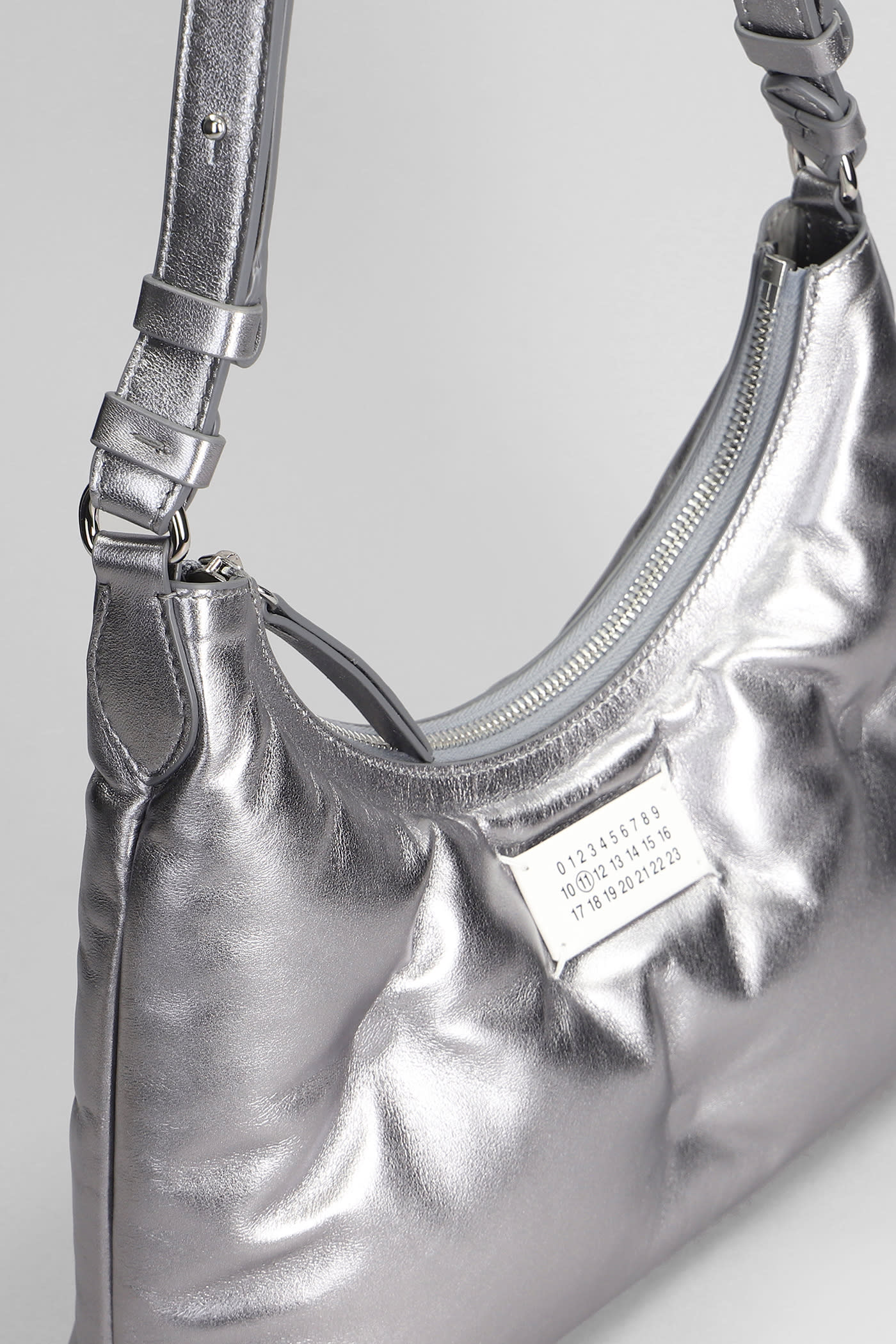 Shop Maison Margiela Glam Slam Shoulder Bag In Silver Leather