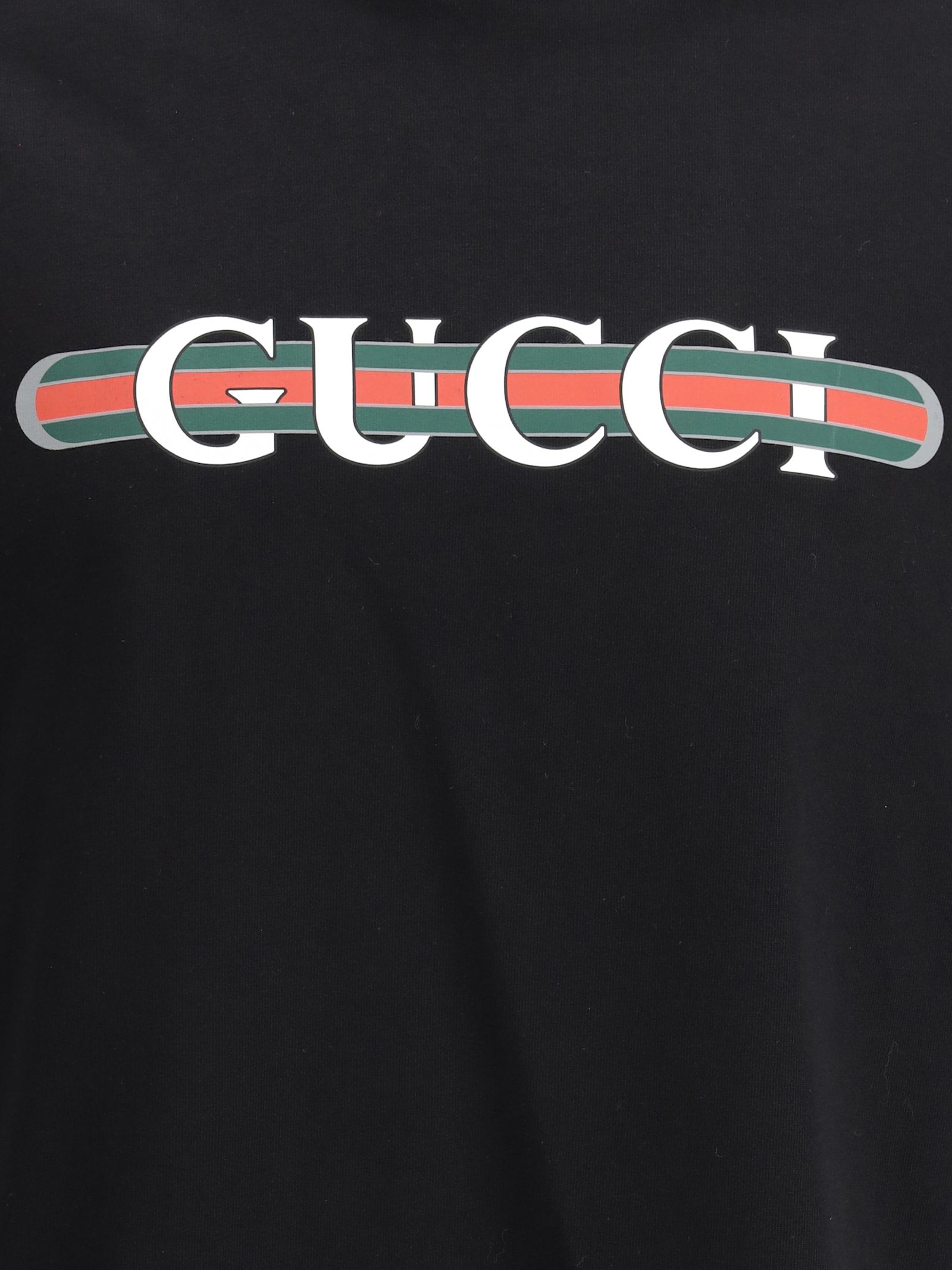 Gucci Printed Cotton T-shirt In Black