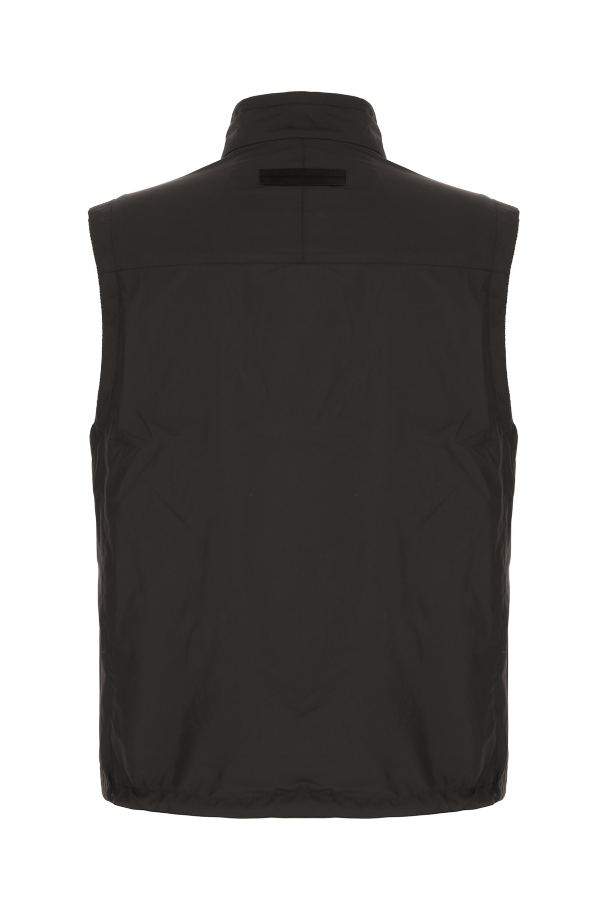 Zegna Reversible High Collar Sleeveless Jacket With Side Pockets In Black