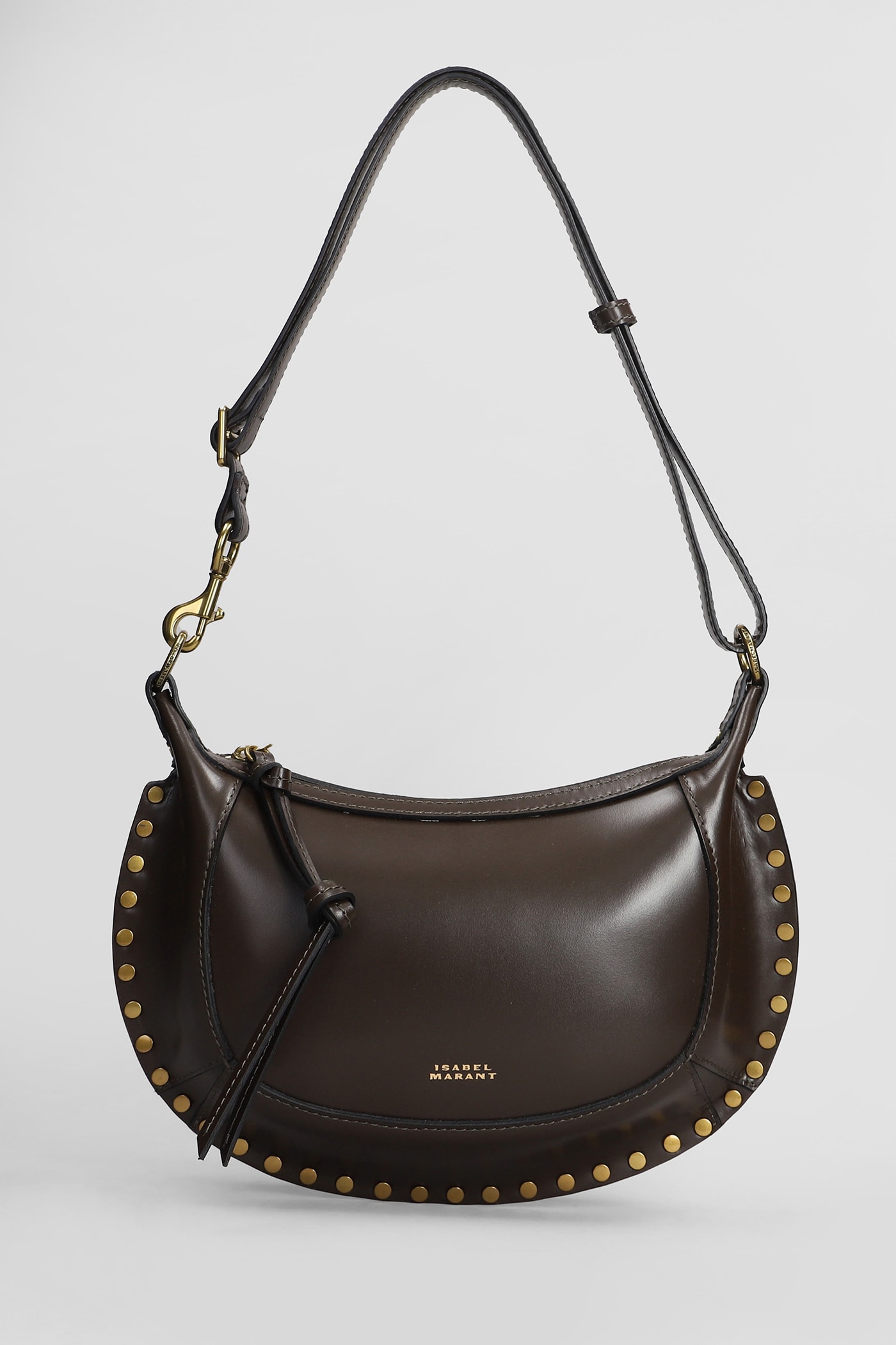 Shop Isabel Marant Oskan Moon Shoulder Bag In Brown Leather