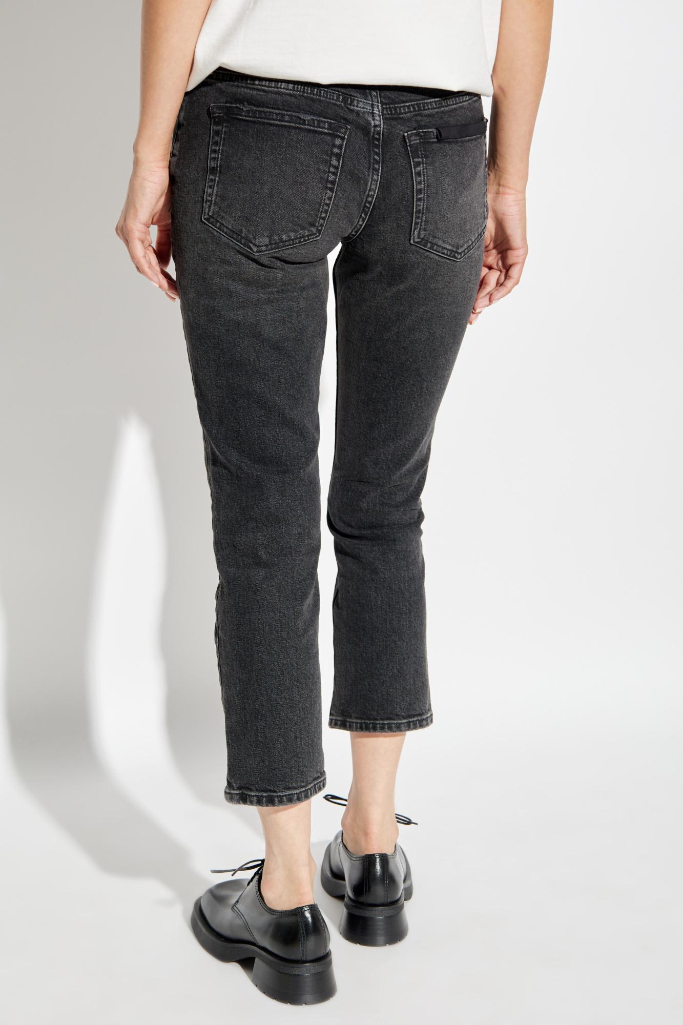 Shop Anine Bing Jeans With Logo In Washed Black