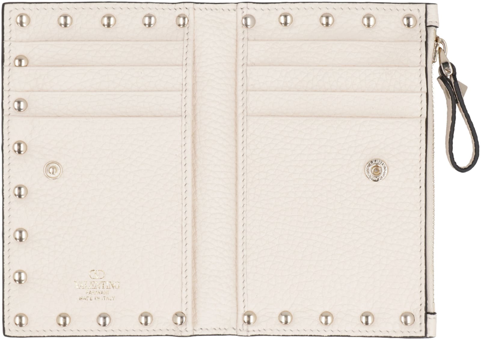 Valentino Garavani - Rockstud Leather Card Holder In Neutral