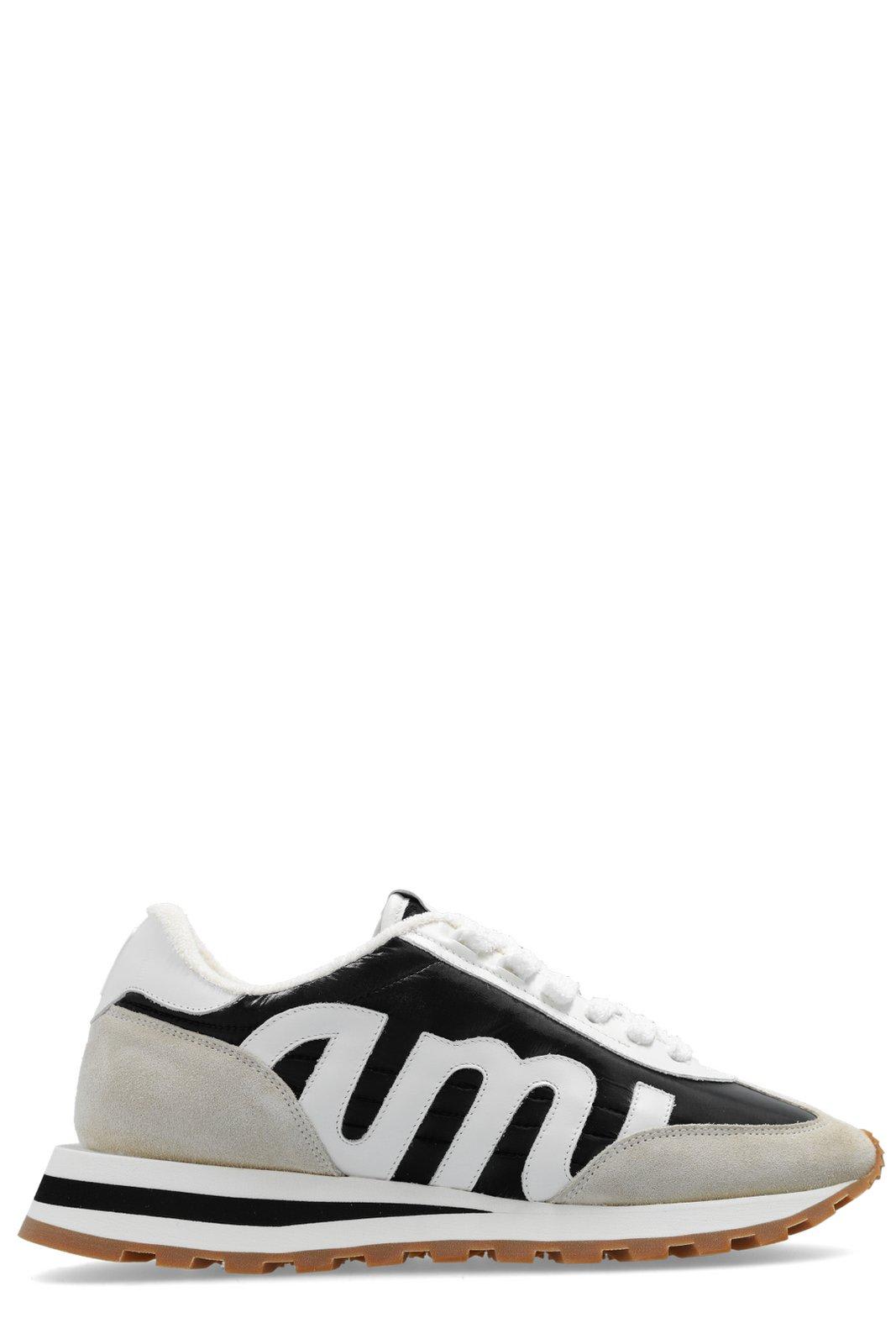 Shop Ami Alexandre Mattiussi Paris Rush Panelled Logo Patch Sneakers In Black/neutrals