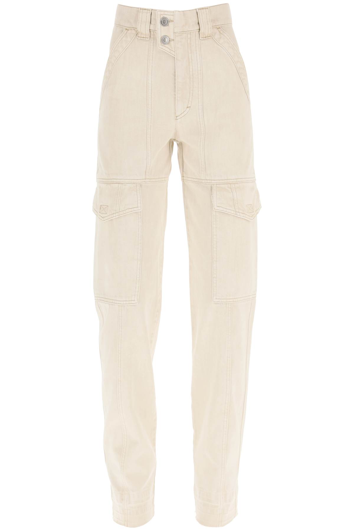 Shop Marant Etoile Vayoneo Denim Cargo Pants In Ecru (beige)