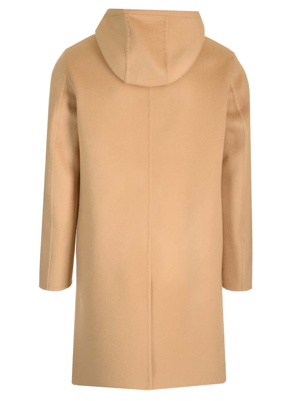 Shop Lardini Hooded Coat In Beige