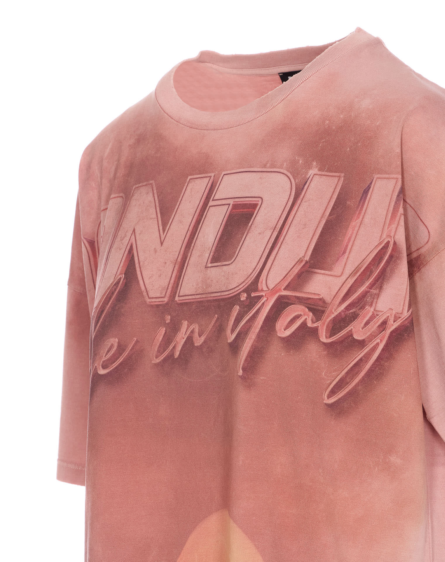 Dondup Crewneck Graphic Print Short Sleeves Relaxed Fit In Pink