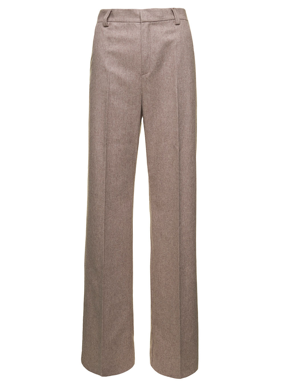 Beige Straight Pants In Wool And Cashmere Woman The Andamane