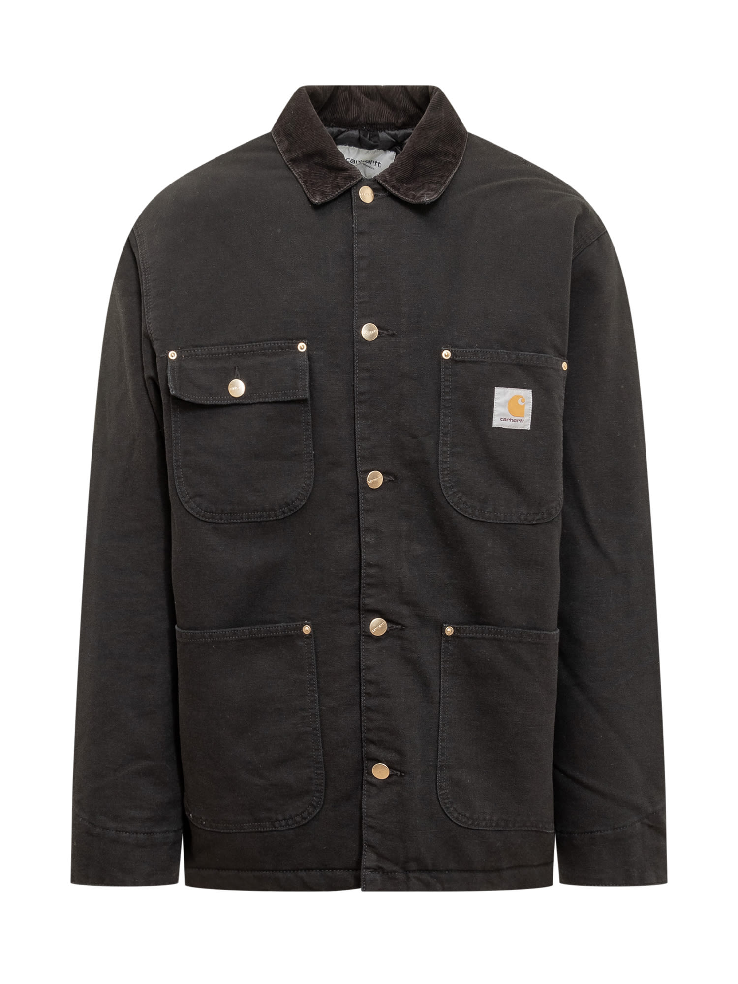 Shop Carhartt Coat Jacket In K Black / Black Aged Canvas