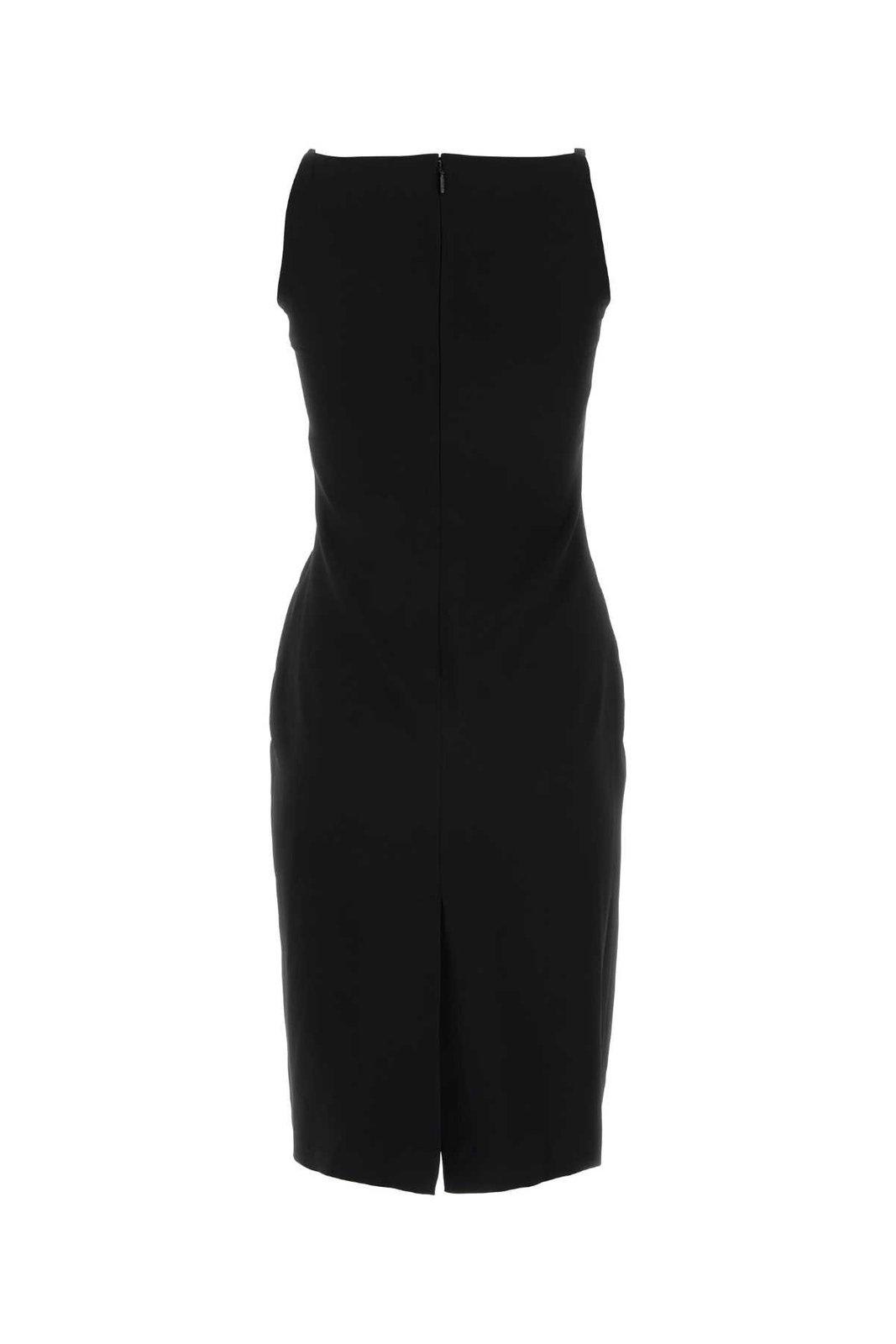 Shop Versace Sleeveless Stretched Dress In Nero
