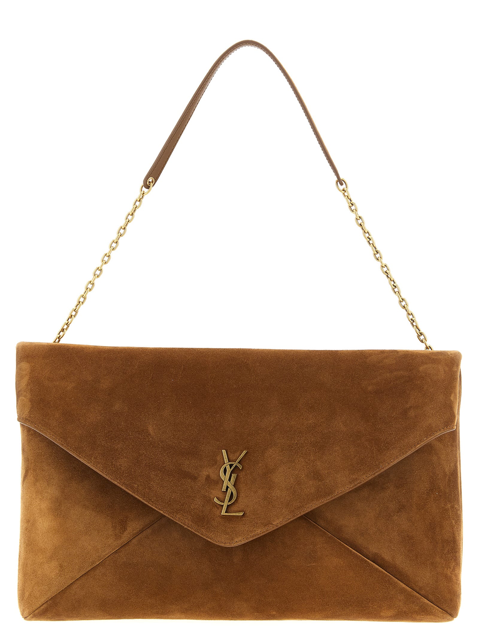 Saint Laurent Cassandre Xxl Clutch In Brown