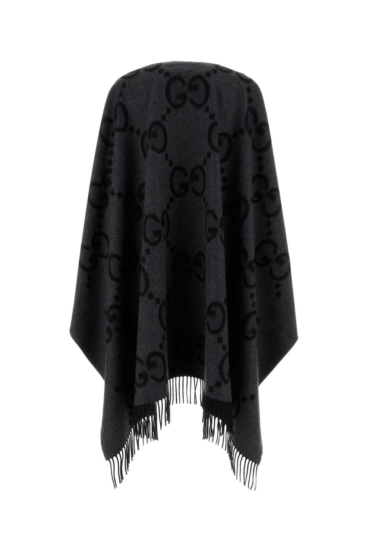 Shop Gucci Embroidered Cashmere Reversible Cape In Flannerblack