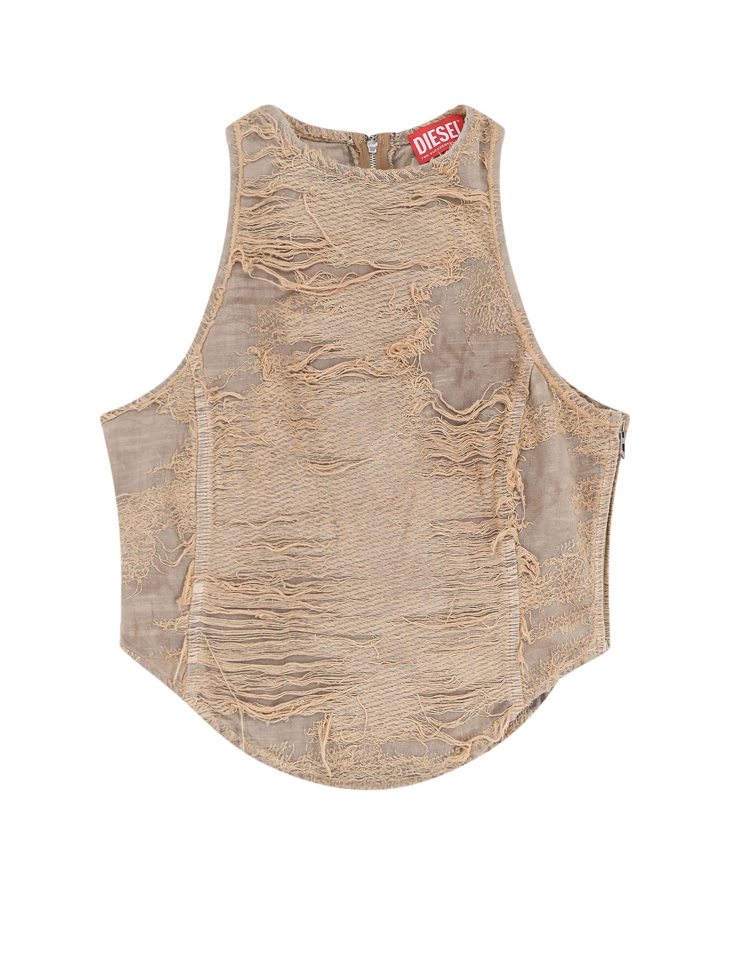 Diesel De Astro Fsg Cotton Top Destroyed Effect In Beige