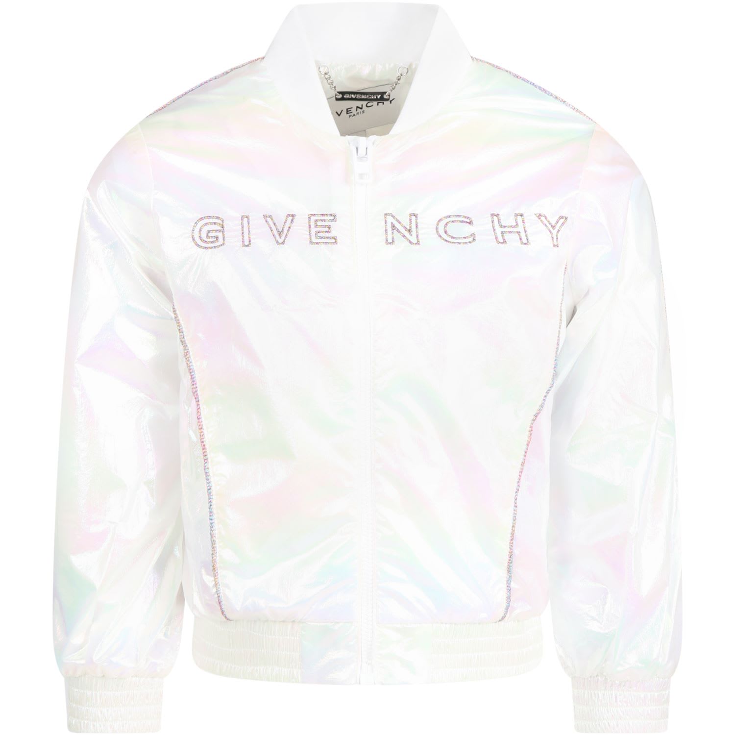 GIVENCHY MULTICOLOR WIND JACKET FOR GIRL WITH LOGO,H16076 Z40