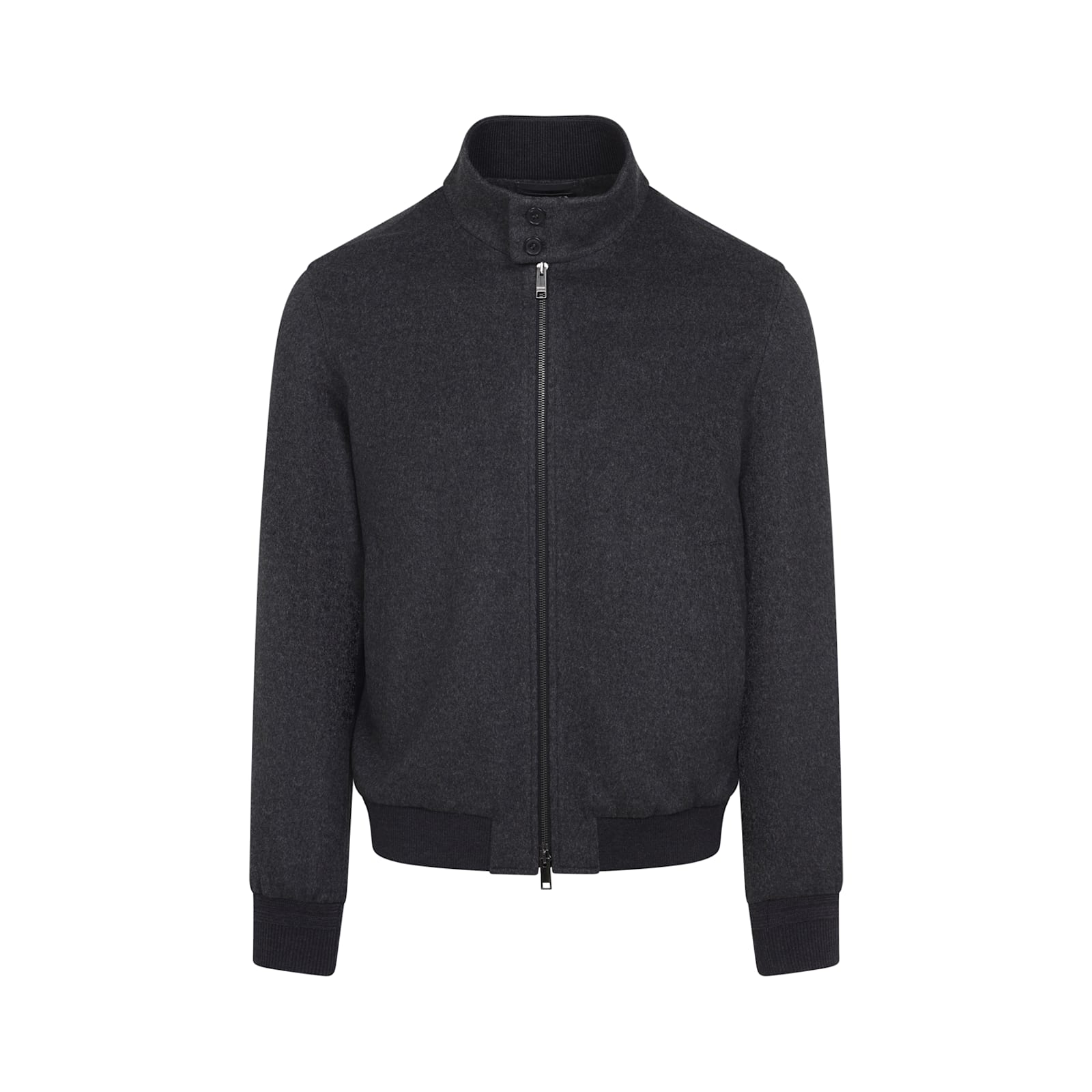 Zegna Modern Blouson With High Collar And Buttons In Black