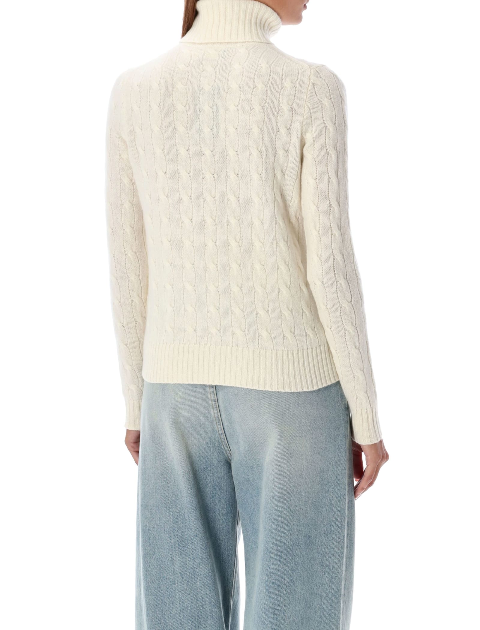 Polo Ralph Lauren Wool And Cashmere Cable-knit Turtleneck In Neutral