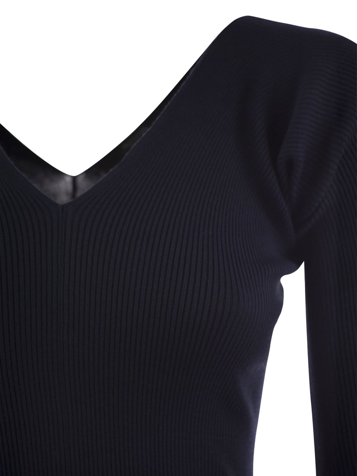 Shop Weekend Max Mara V-neck Half-sleeved Jumper In Blu