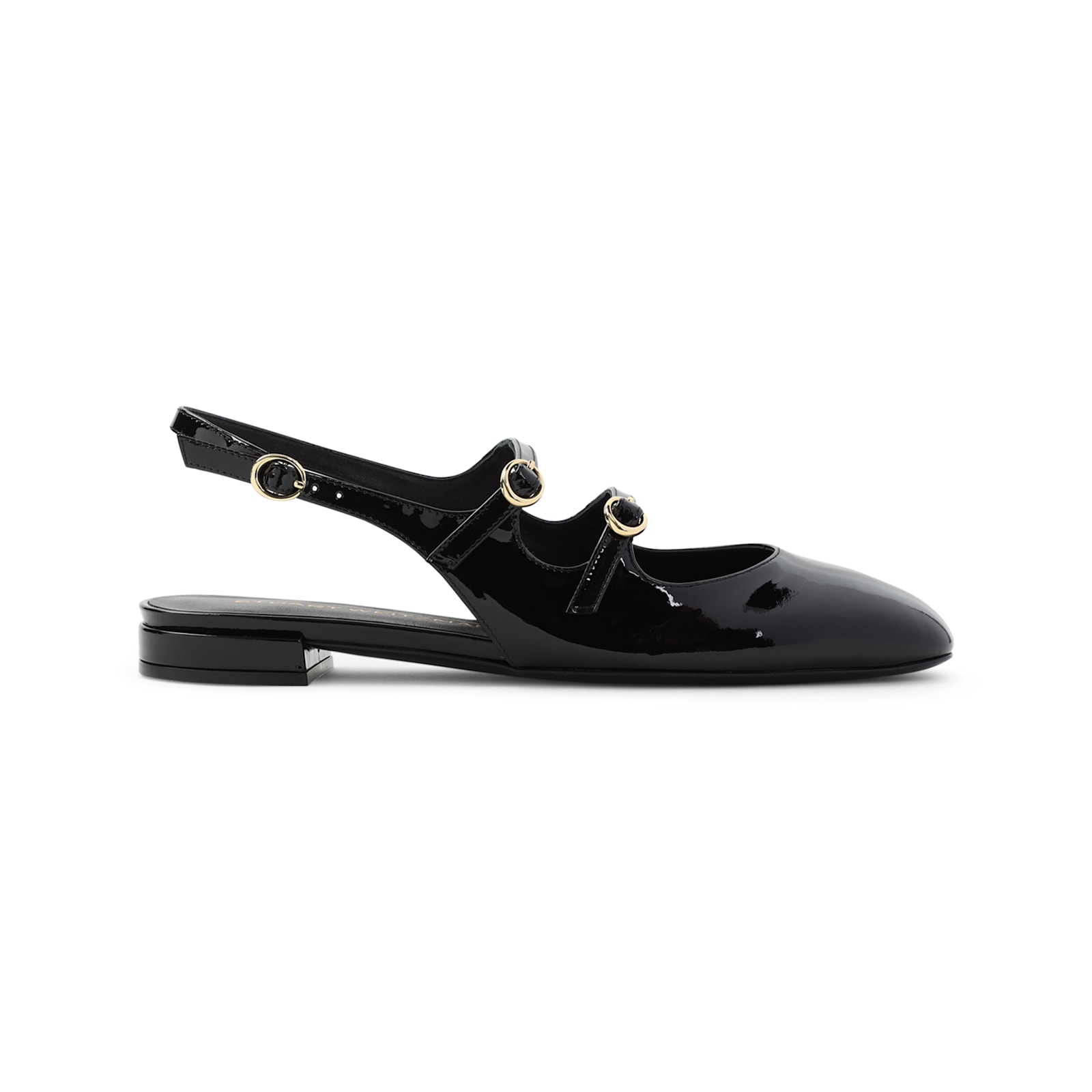 Stuart Weitzman Benni Patent Leather Slingback Flats In Blk Black