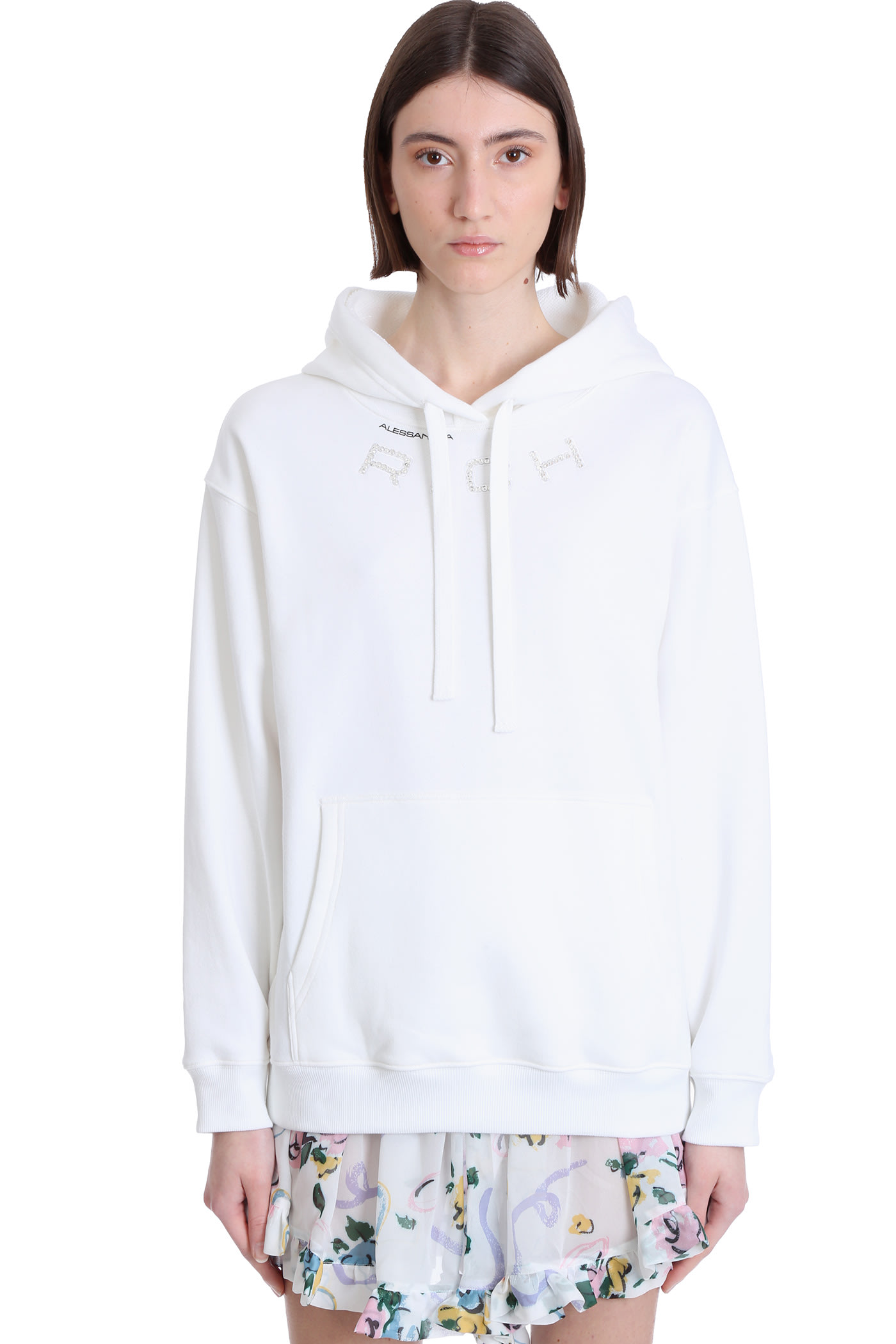 Alessandra Rich Sweatshirt In White Cotton