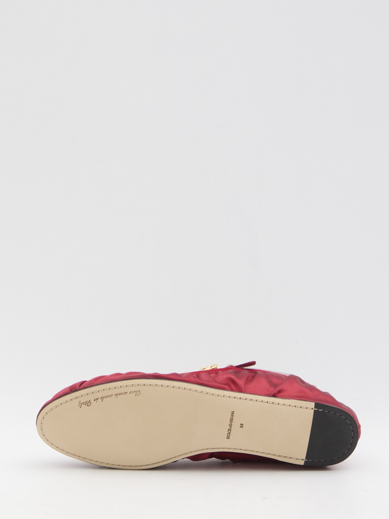 Dolce & Gabbana Ballerinas Satin Leather Sole In Rubino/rubino